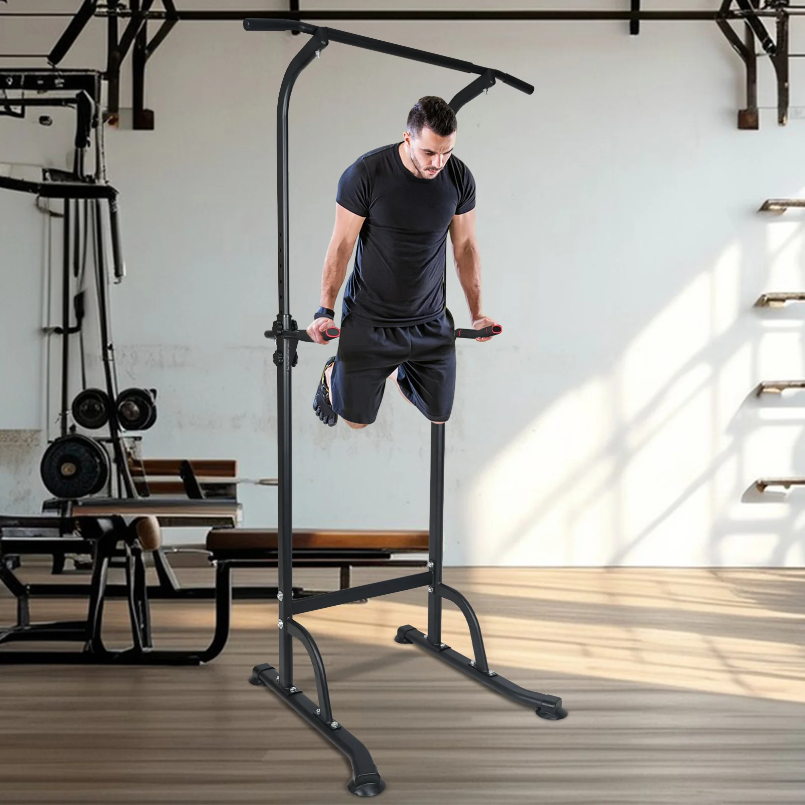 Power Tower, Adjustable Height Multi-Function Dip Stand for Home Gym Strength Training