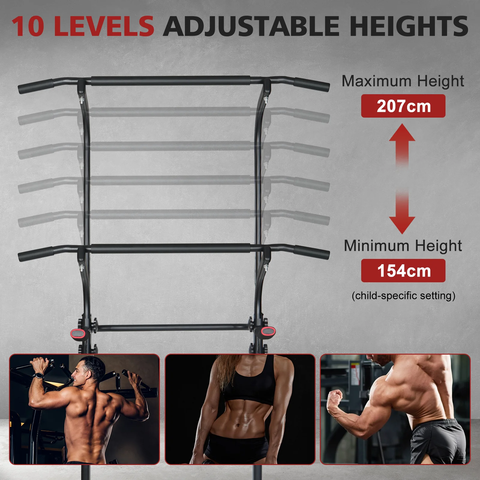 Power Tower, Adjustable Height Multi-Function Dip Stand for Home Gym Strength Training - Image 4