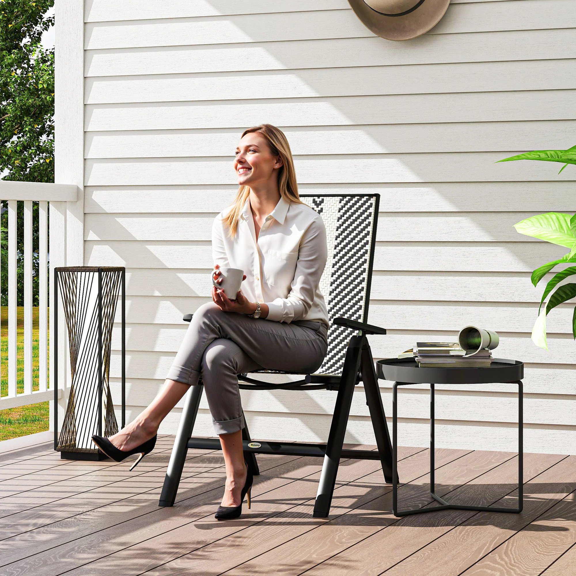 Rattan Garden Chairs Reclining Black