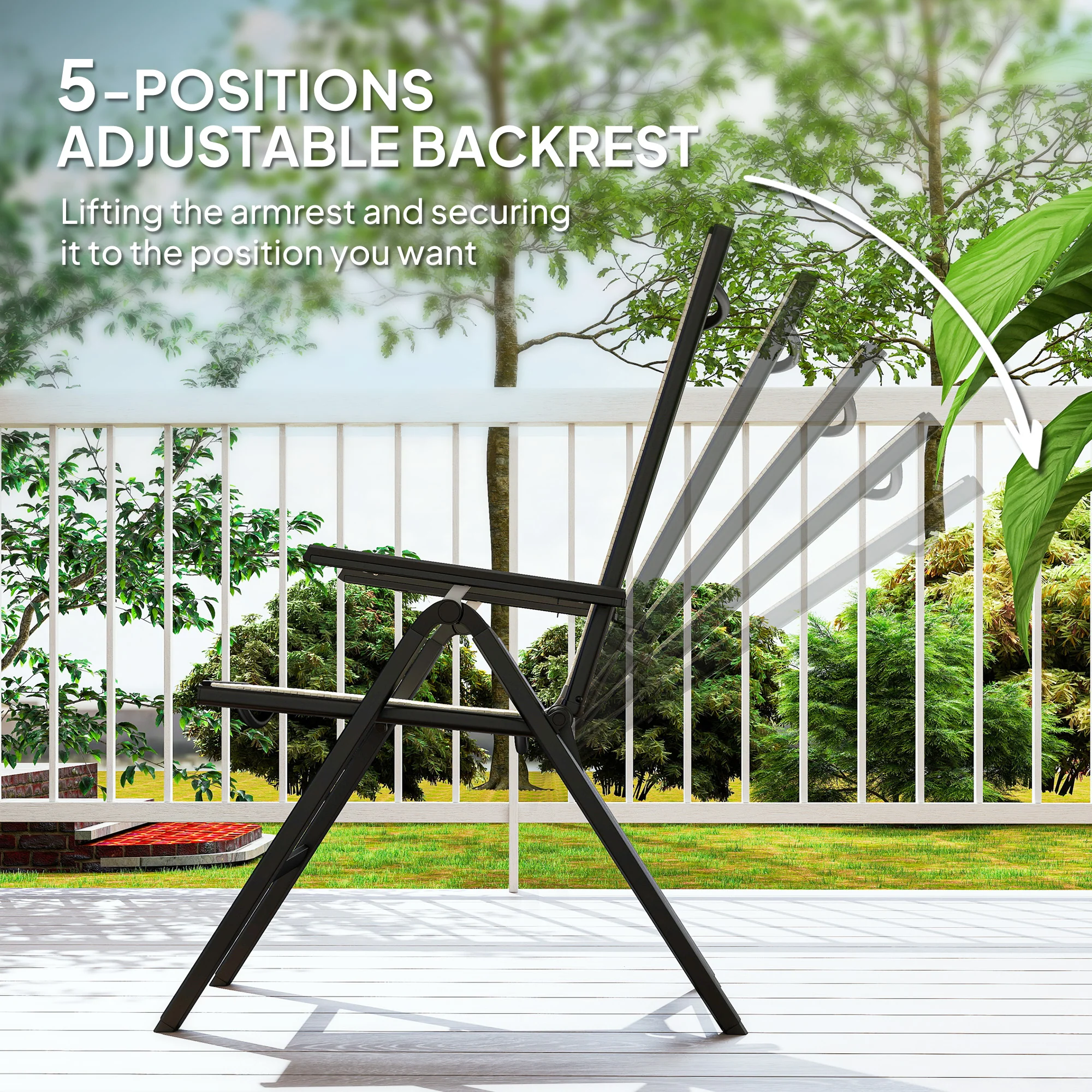 Rattan Garden Chairs Reclining Black - Image 4