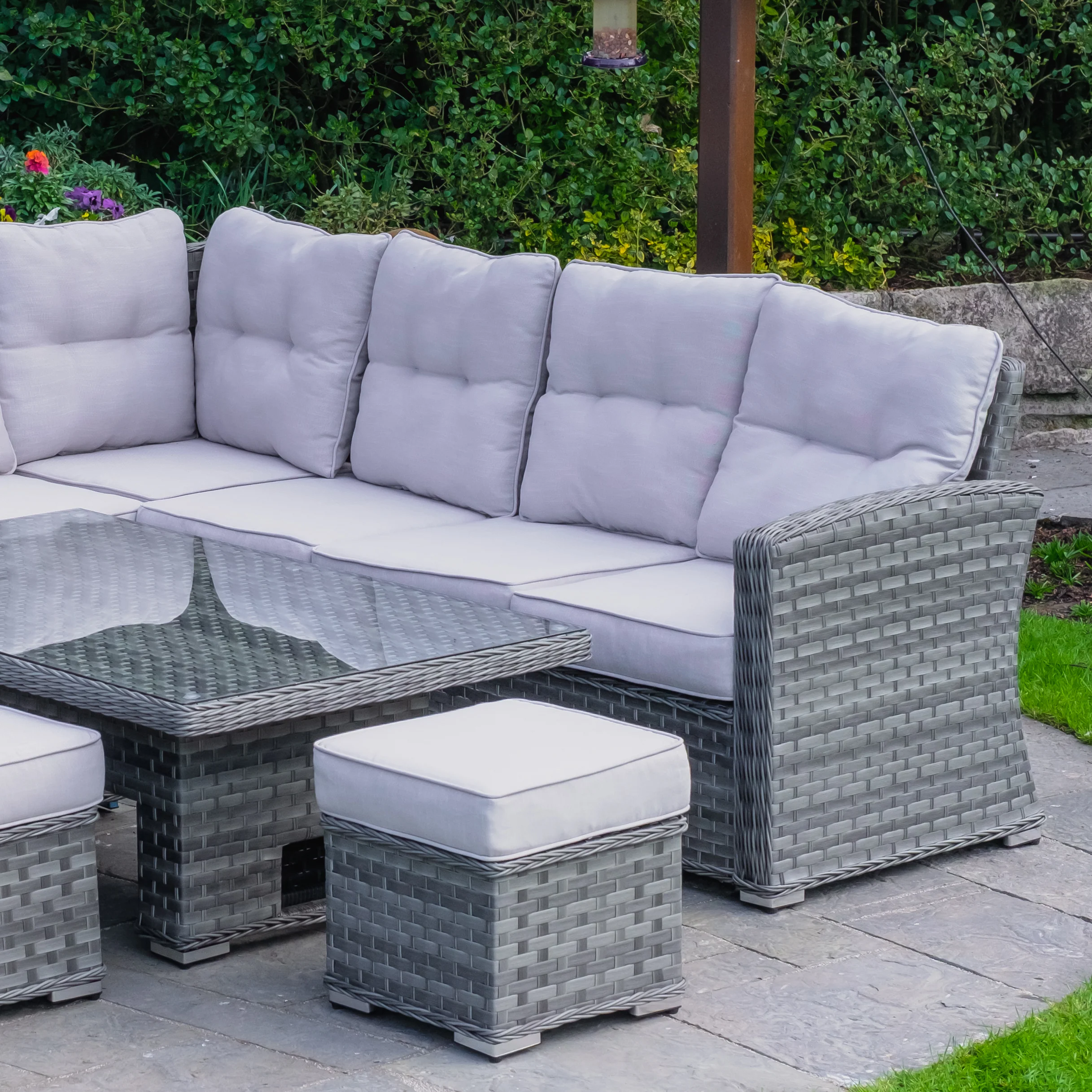 Ravenna - Corner Sofa Set with Rectangular Rising Table (Grey) - Image 6