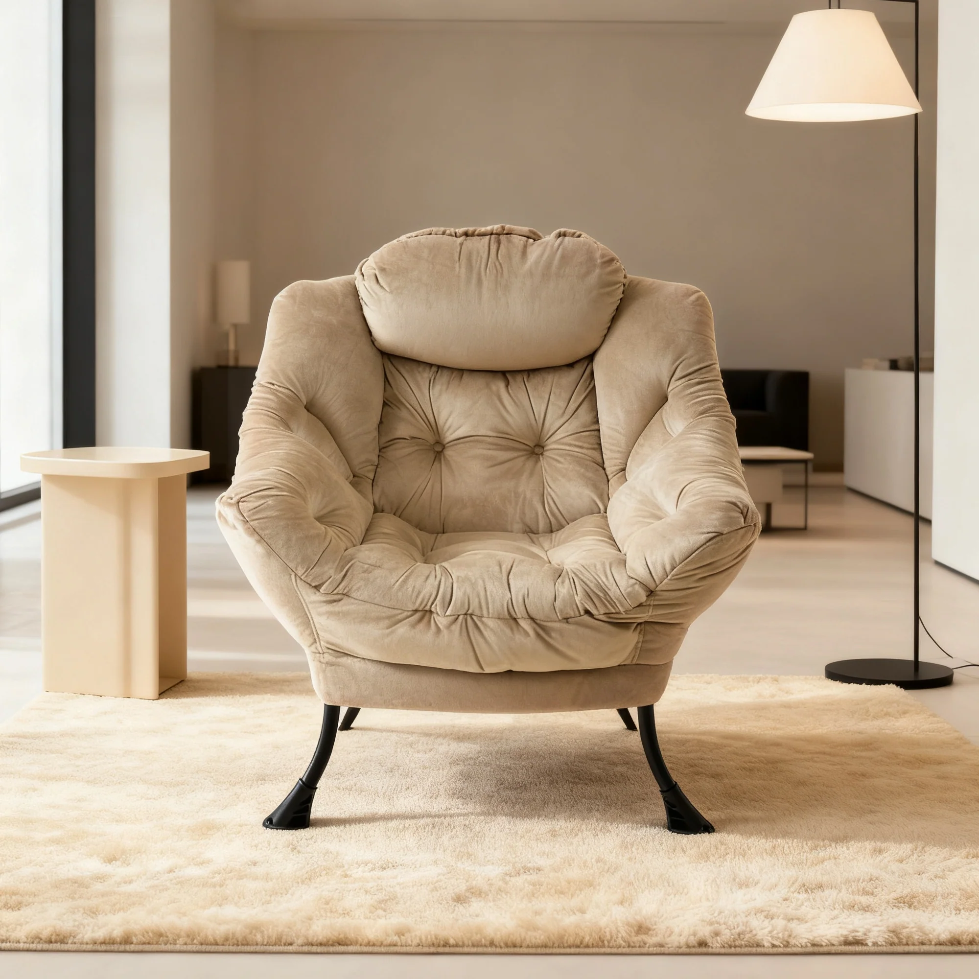 Recliner Armchair with Footstool & Side Pocket - Khaki - Image 2