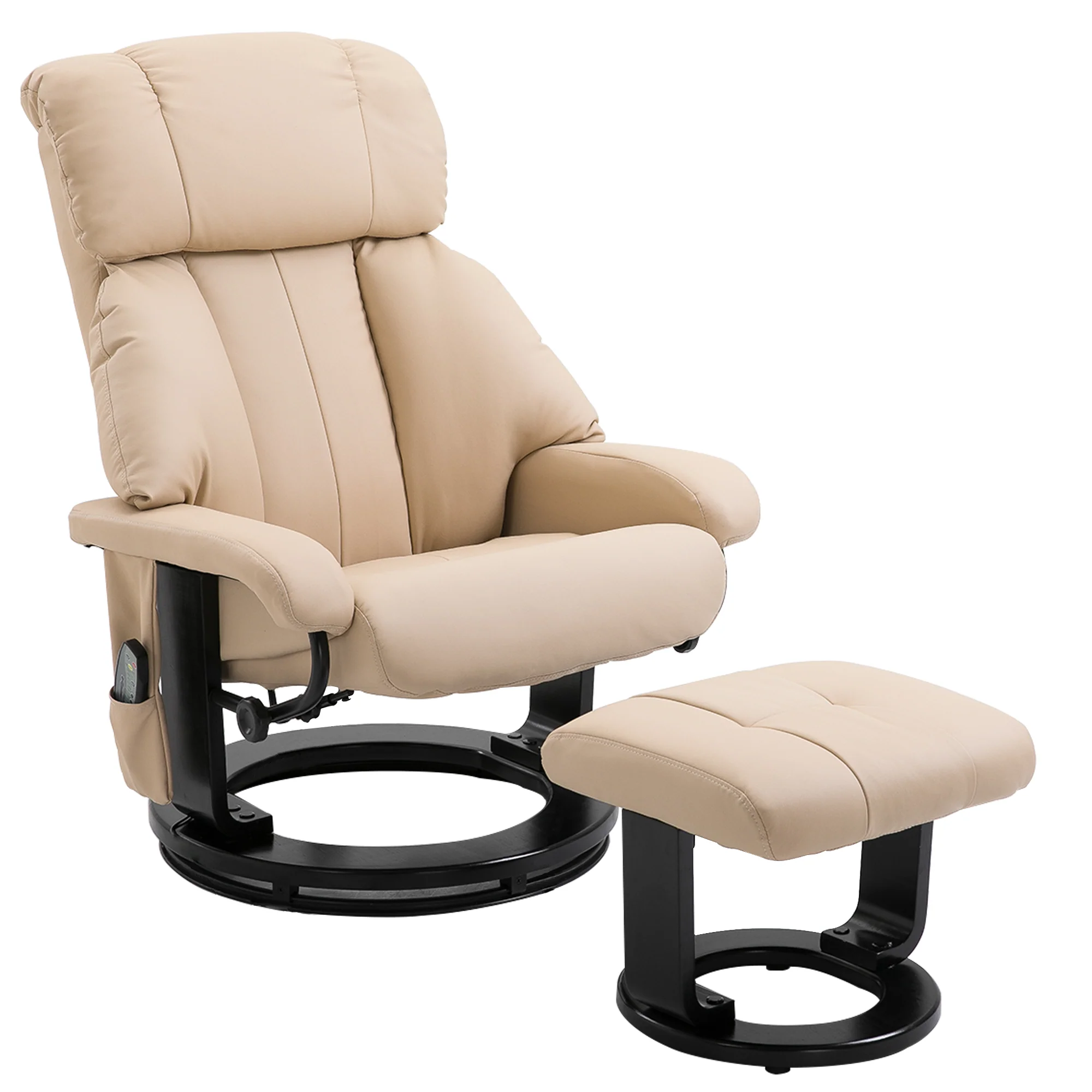 Recliner Chair, Ergonomic Massage with Stool, Beige - Image 2