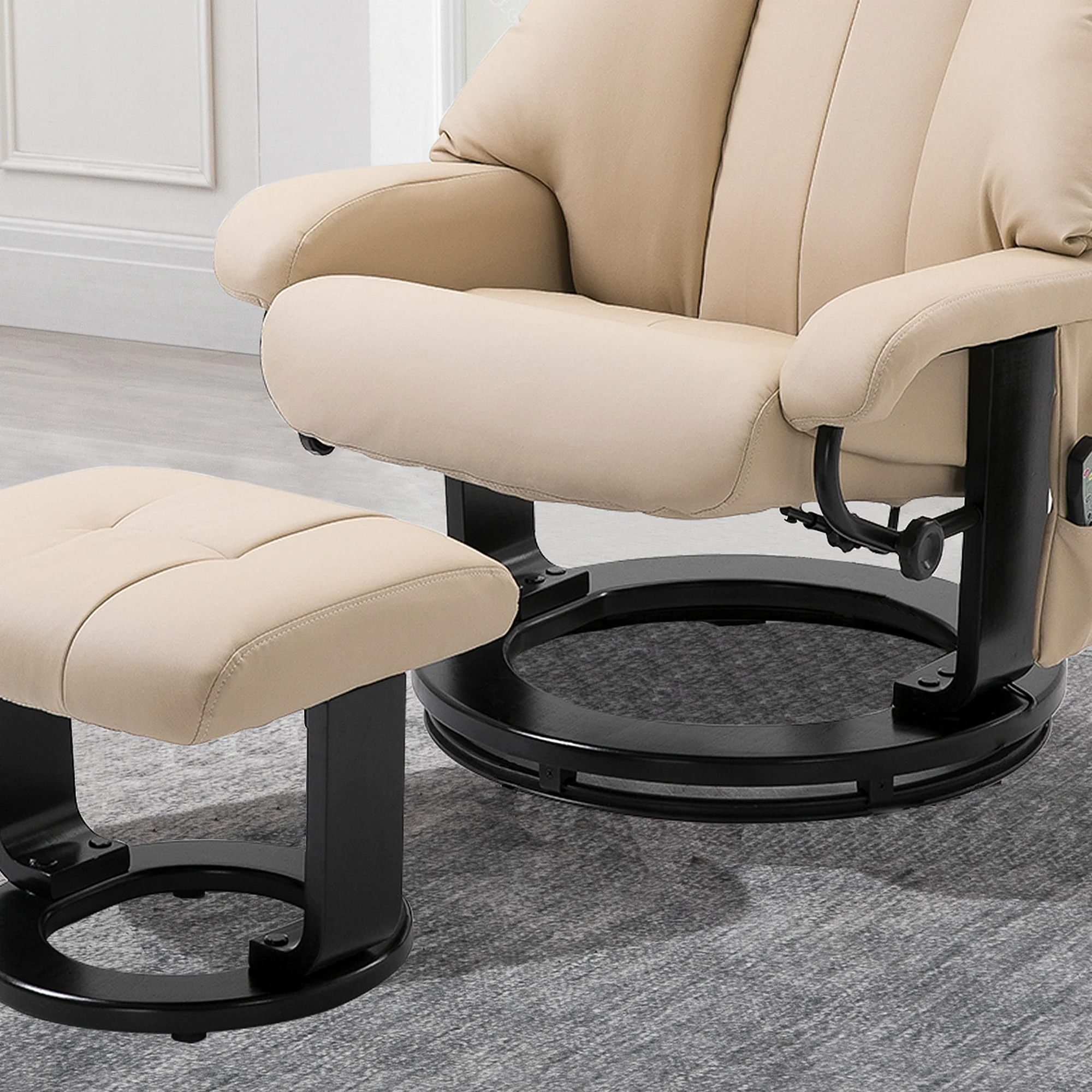 Recliner Chair, Ergonomic Massage with Stool, Beige - Image 7