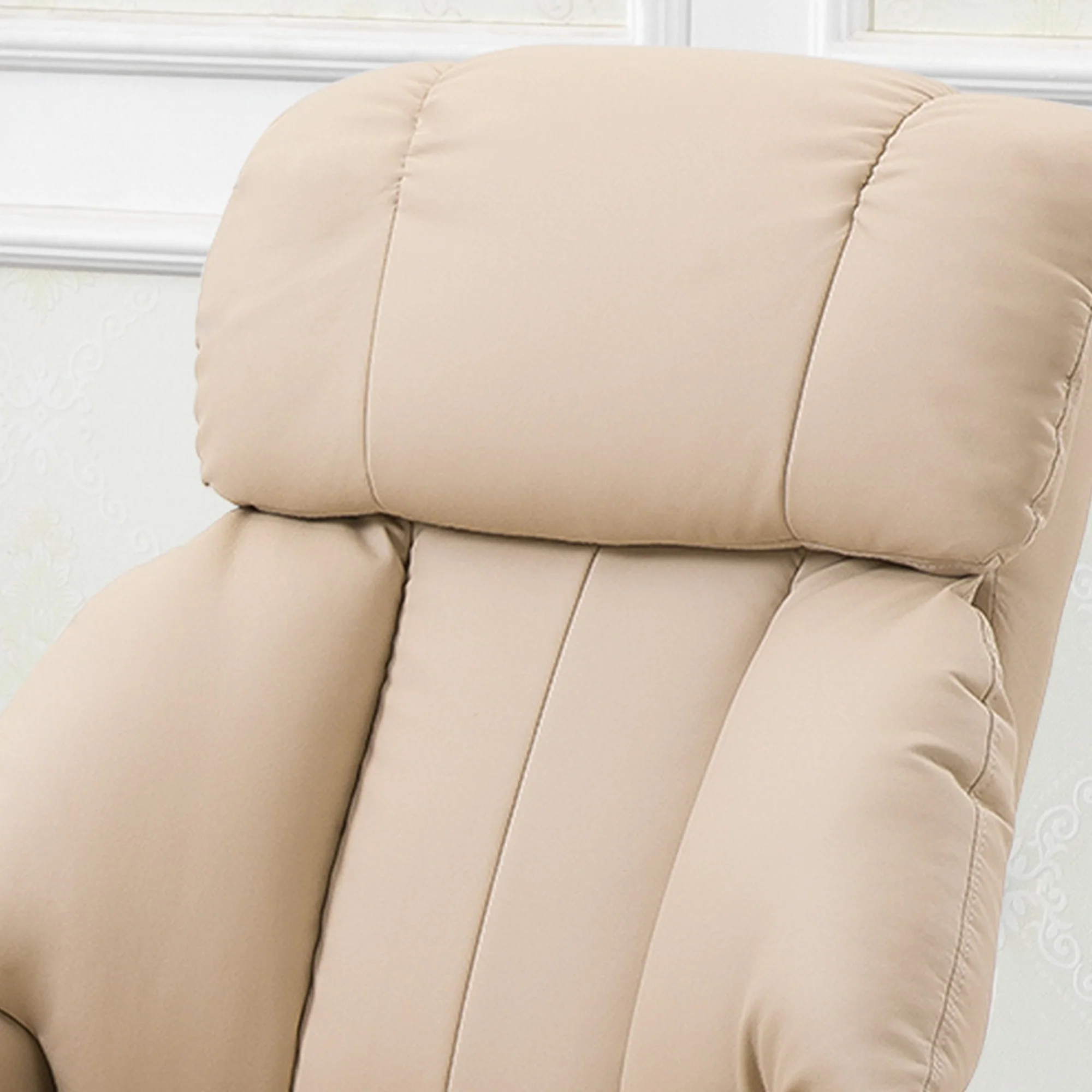 Recliner Chair, Ergonomic Massage with Stool, Beige - Image 8