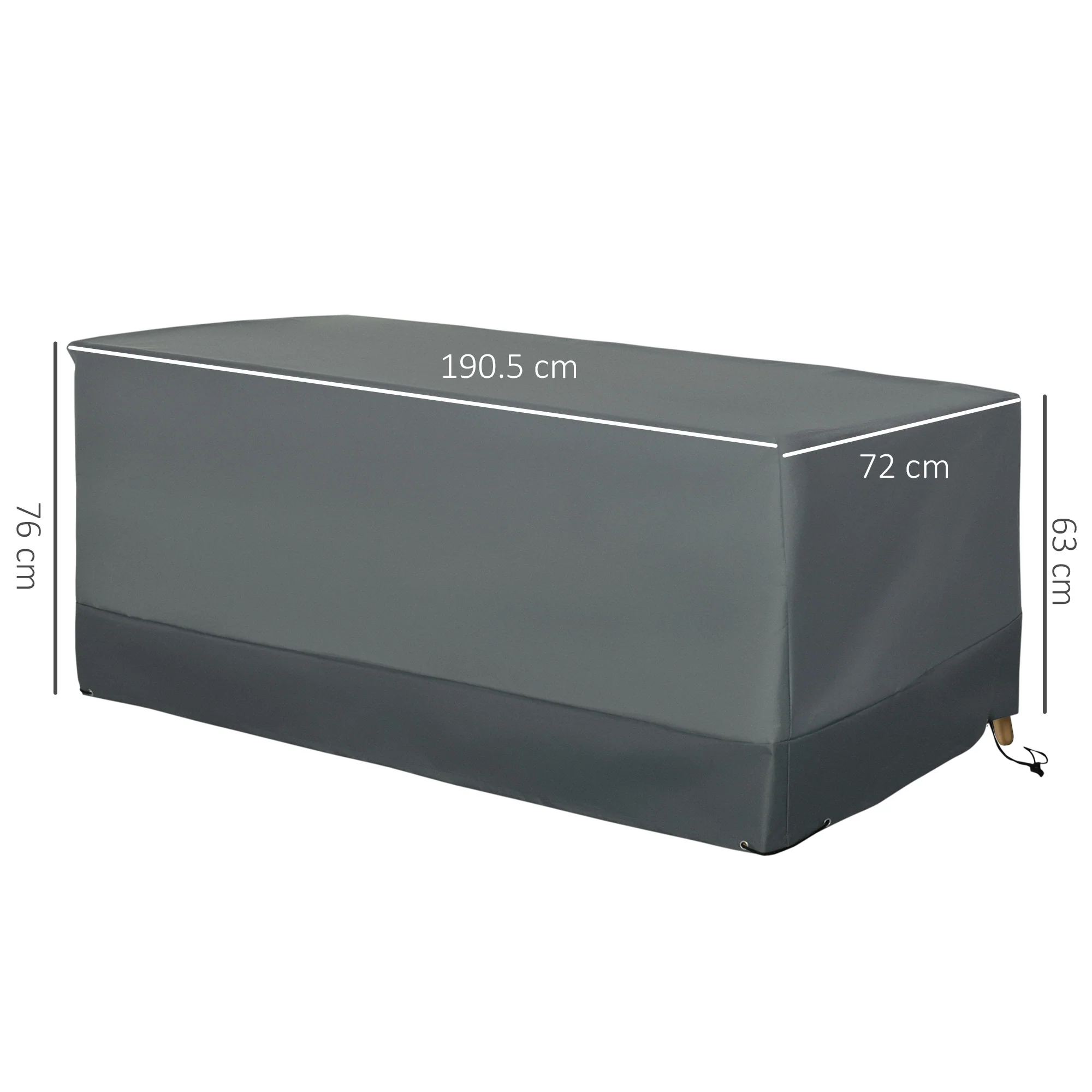 Rectangular Patio Furniture Cover, 3 Seater Sofa Set Water UV Resistant 600D Oxford Fabric, 190x72x76cm - Image 3