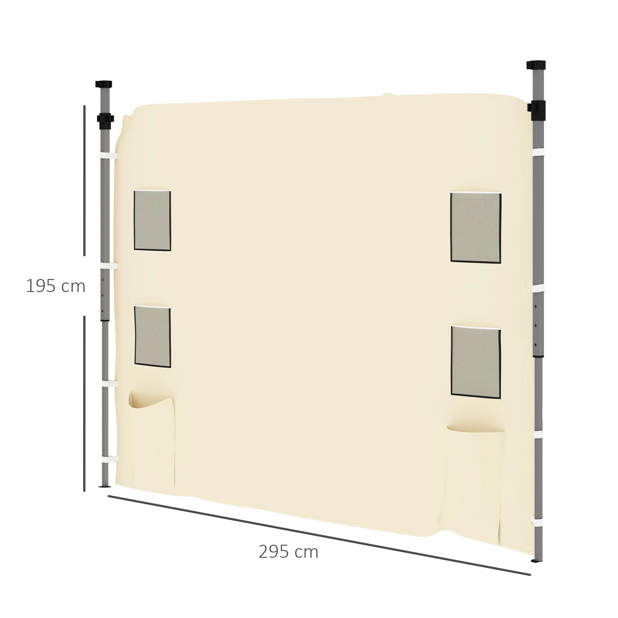 Replacement Gazebo Sidewall 195 x 295cm - Beige - Image 3