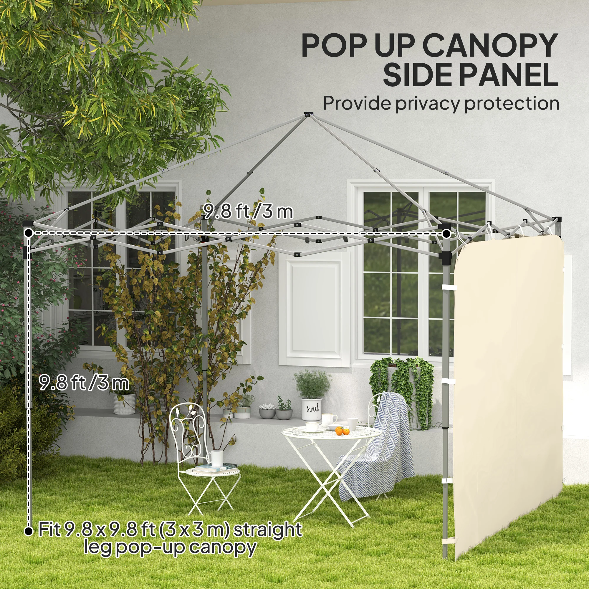 Replacement Gazebo Sidewall 195 x 295cm - Beige - Image 4