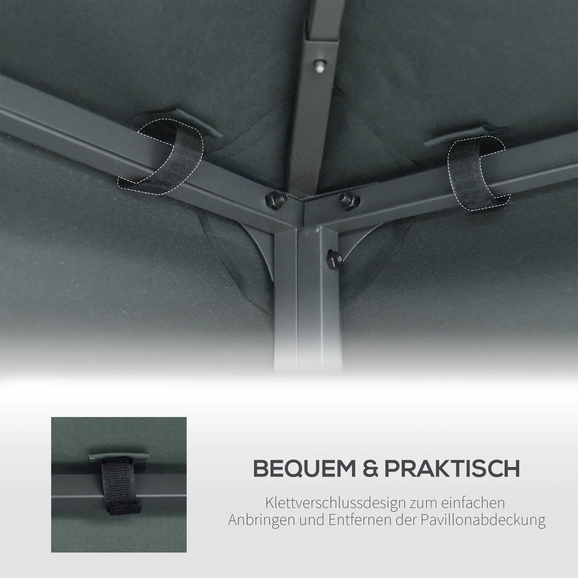 Replacement Roof for 3x3m Gazebo/Tent, Polyester Charcoal Grey - Image 4