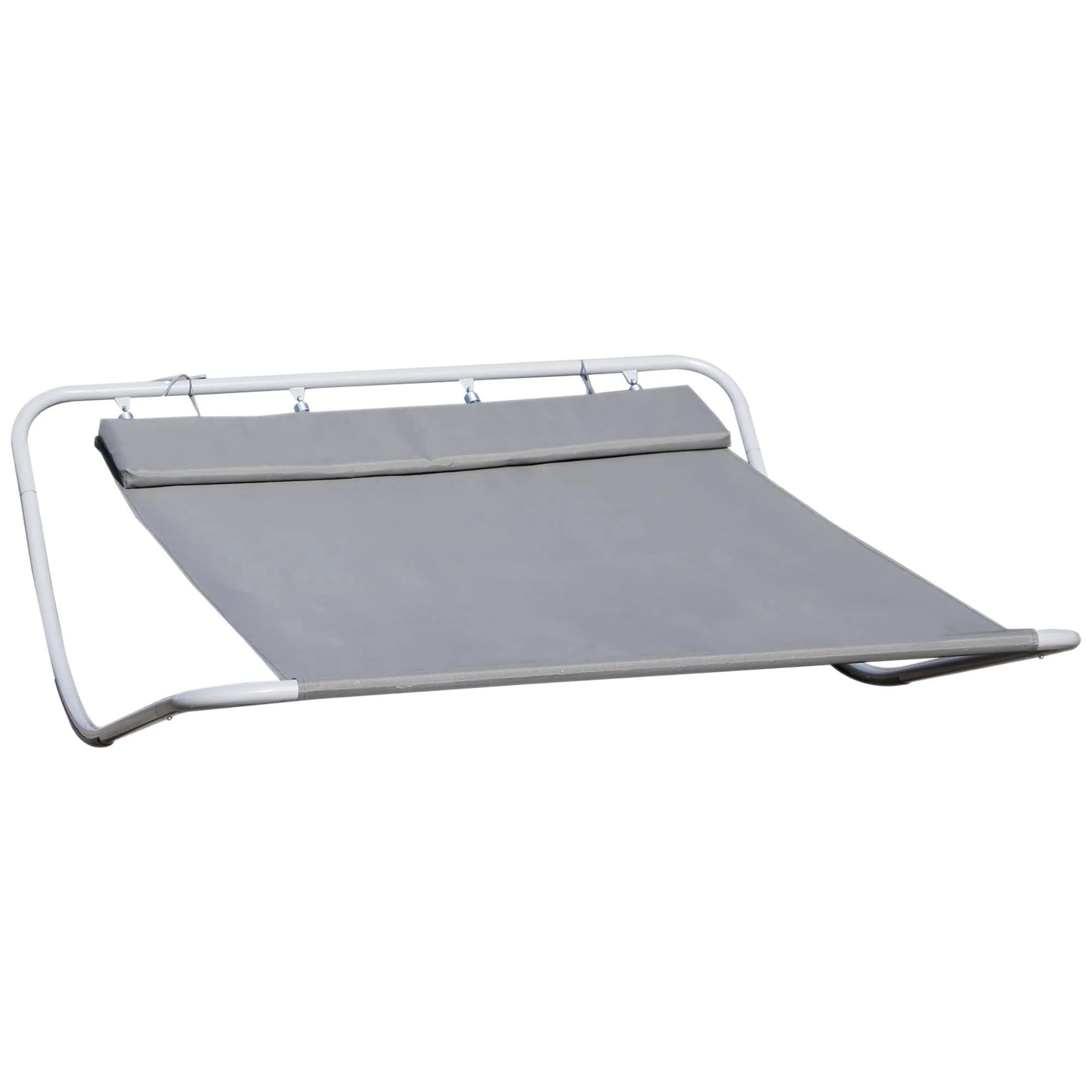 Rocking Sun Lounger, Double Sunbed with Headrest Pillows, Grey Texteline - Image 2