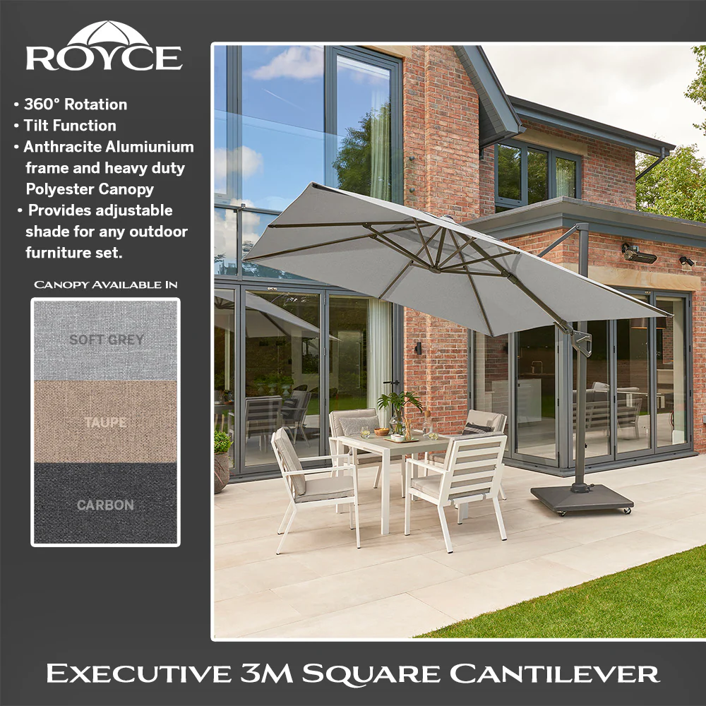 Royce - Executive Standard Cantilever Parasol with Night Cover (Taupe) - Image 8