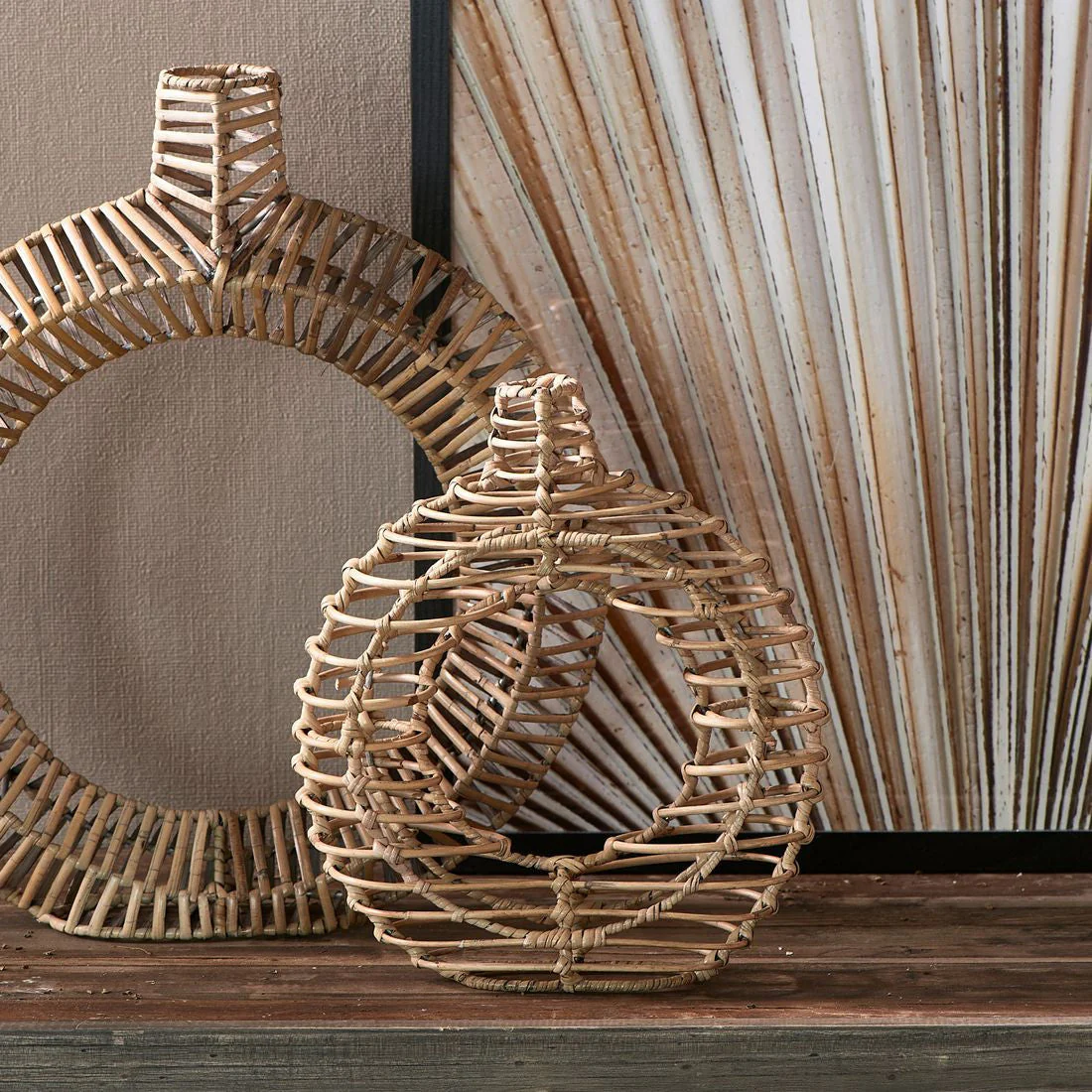 Rustic Rattan Round Decoration Vase M - Image 2