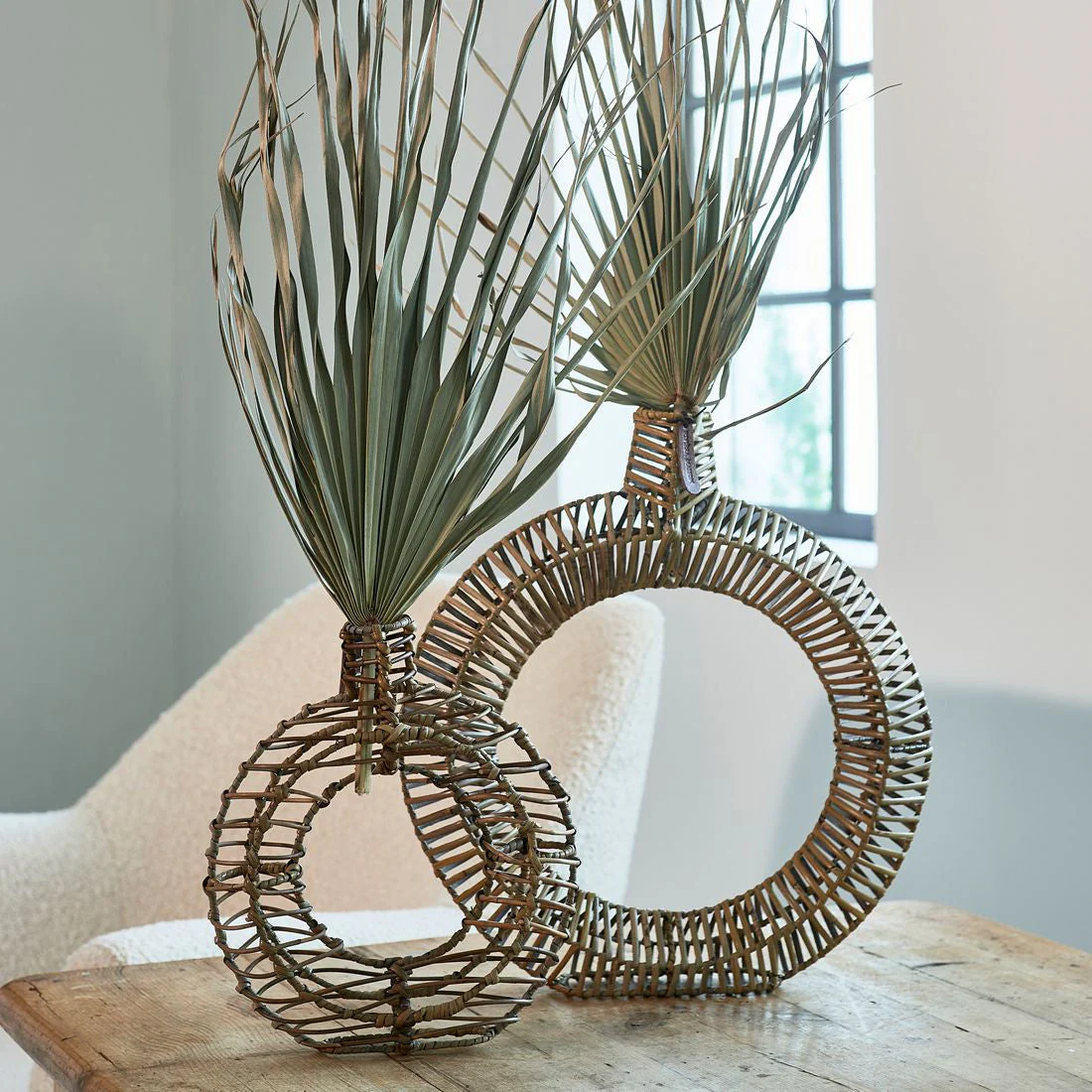 Rustic Rattan Round Decoration Vase M - Image 4