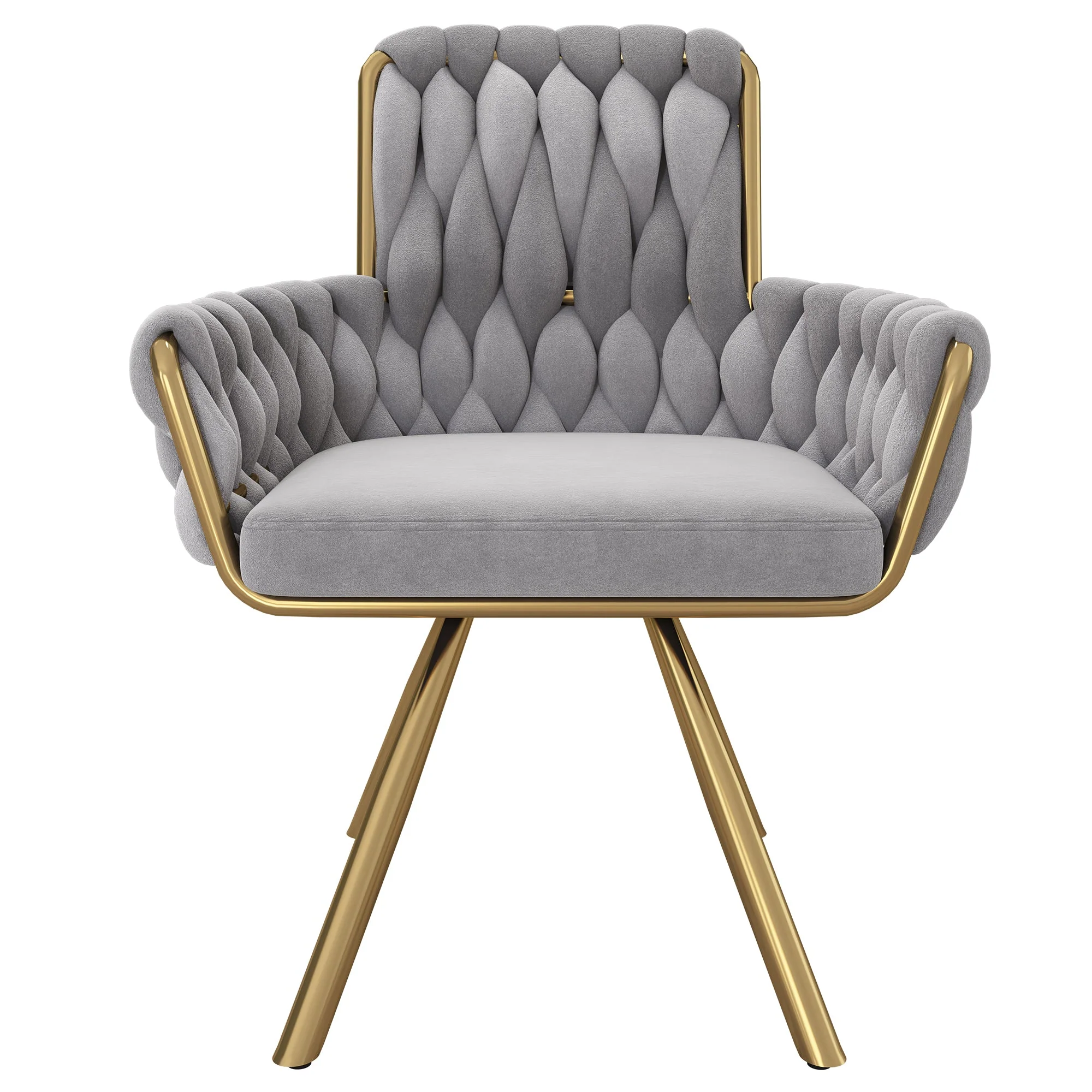 Set of 2, velvet dining chair, Armchair, single luxurious living room and bedroom swivel chair, Leisure swivel chair with four metal support legs, Gray - Image 7