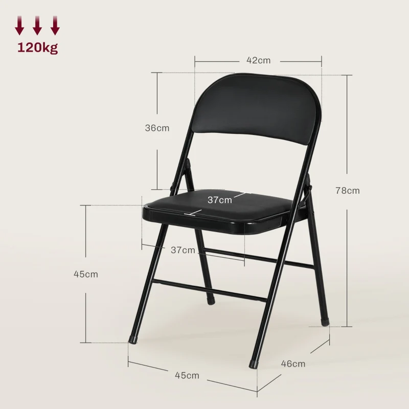 Set of Two Folding Chairs Cushioned Black - Image 3