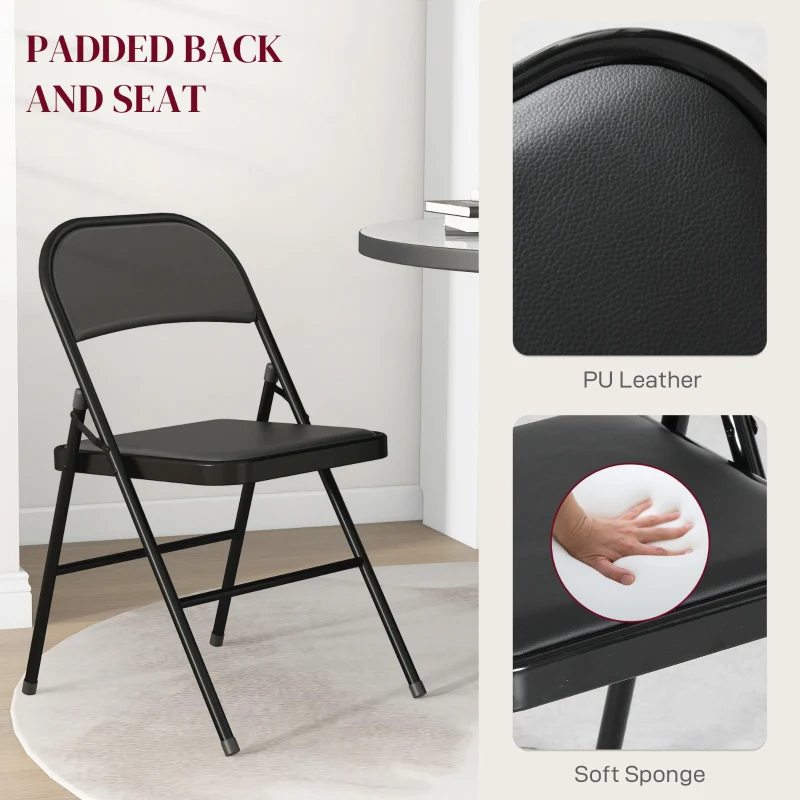 Set of Two Folding Chairs Cushioned Black - Image 4