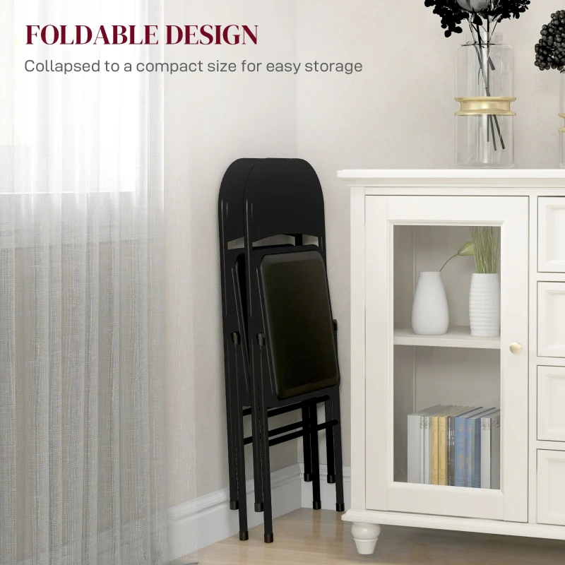 Set of Two Folding Chairs Cushioned Black - Image 5