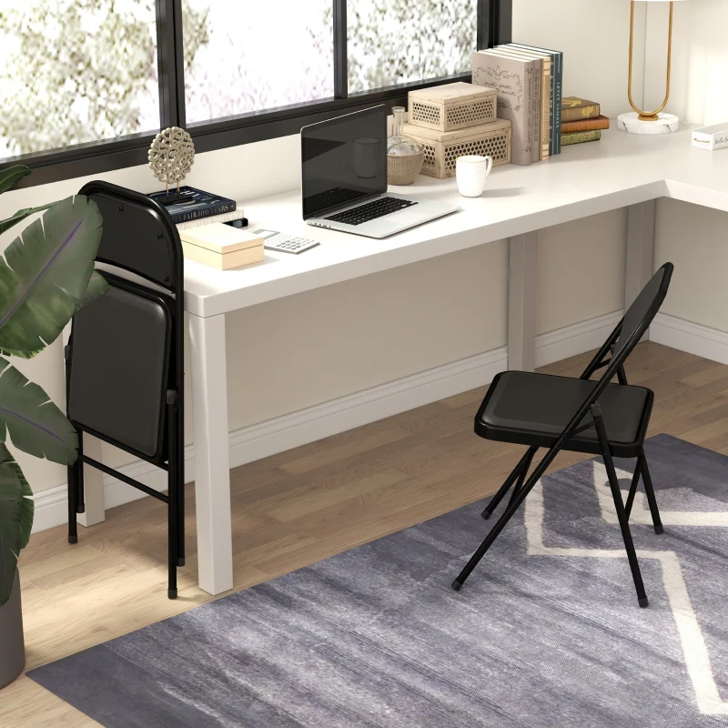 Set of Two Folding Chairs Cushioned Black - Image 6