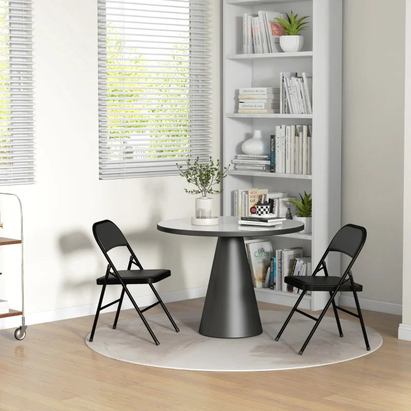 Set of Two Folding Chairs Cushioned Black - Image 7
