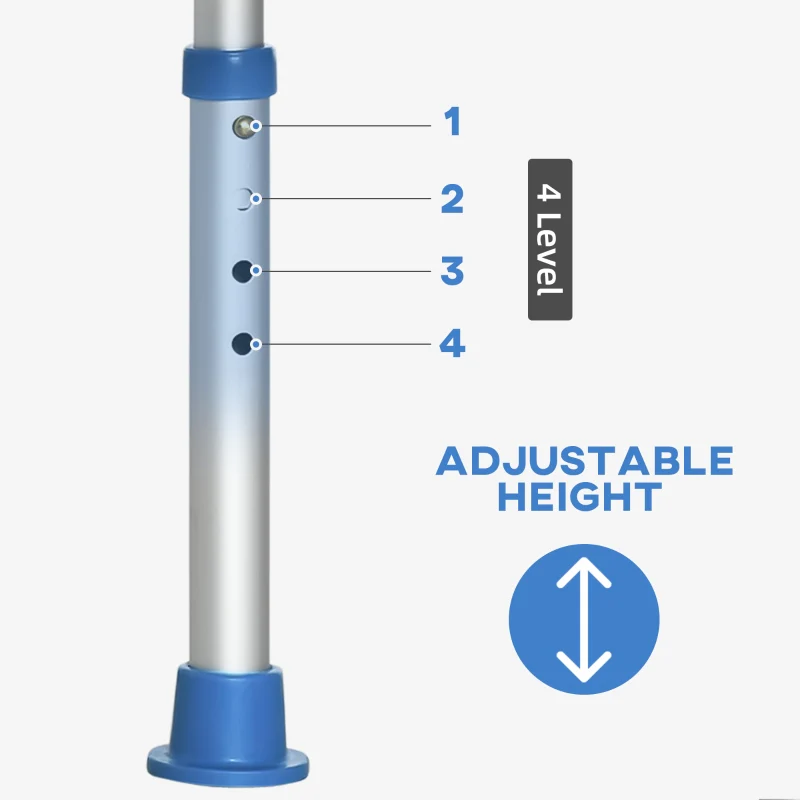 Shower/Bath Stool Adjustable Height Compact Aluminium Frame Blue - Image 6