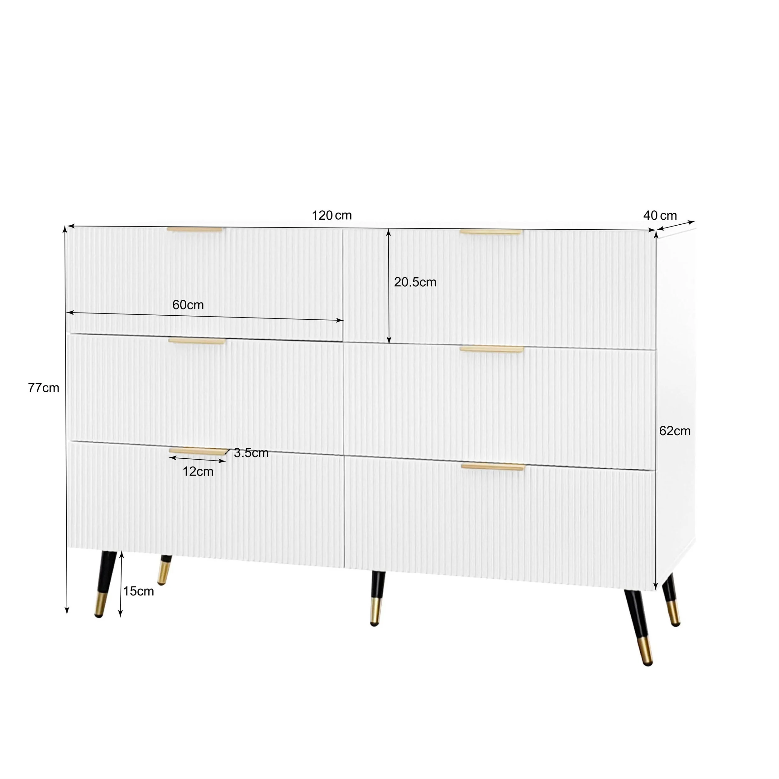 Sideboard - Modern Design Chest of Drawers, Golden Handles - Image 5