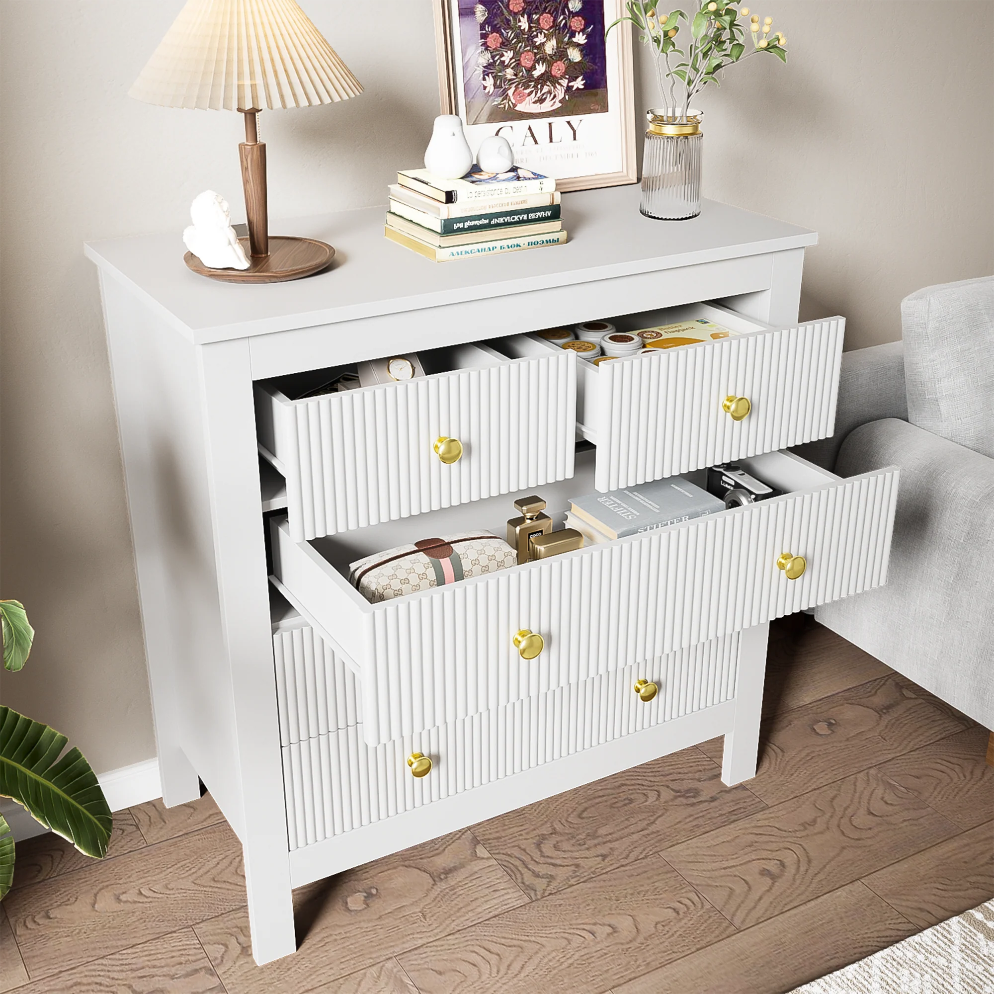 Sideboard with Special Doors & Gold Handles, Shoe Cabinet/Dressing Table - Image 8