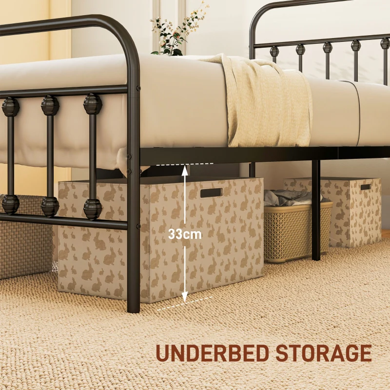 Single Minimalistic Bed Frame, Metal, Black - Image 4