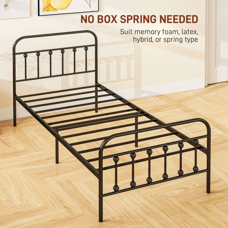 Single Minimalistic Bed Frame, Metal, Black - Image 5