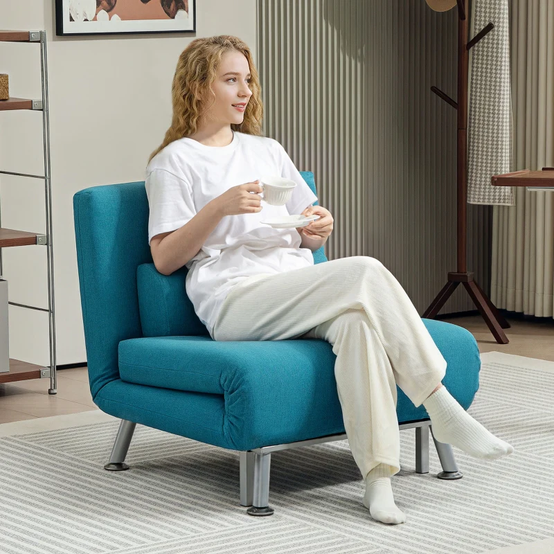 Single Sleeper Chair - Linen-Feel, Dark Blue - Image 2