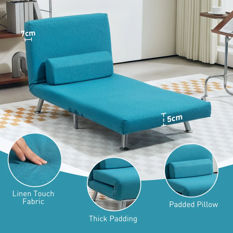 Single Sleeper Chair - Linen-Feel, Dark Blue - Image 5