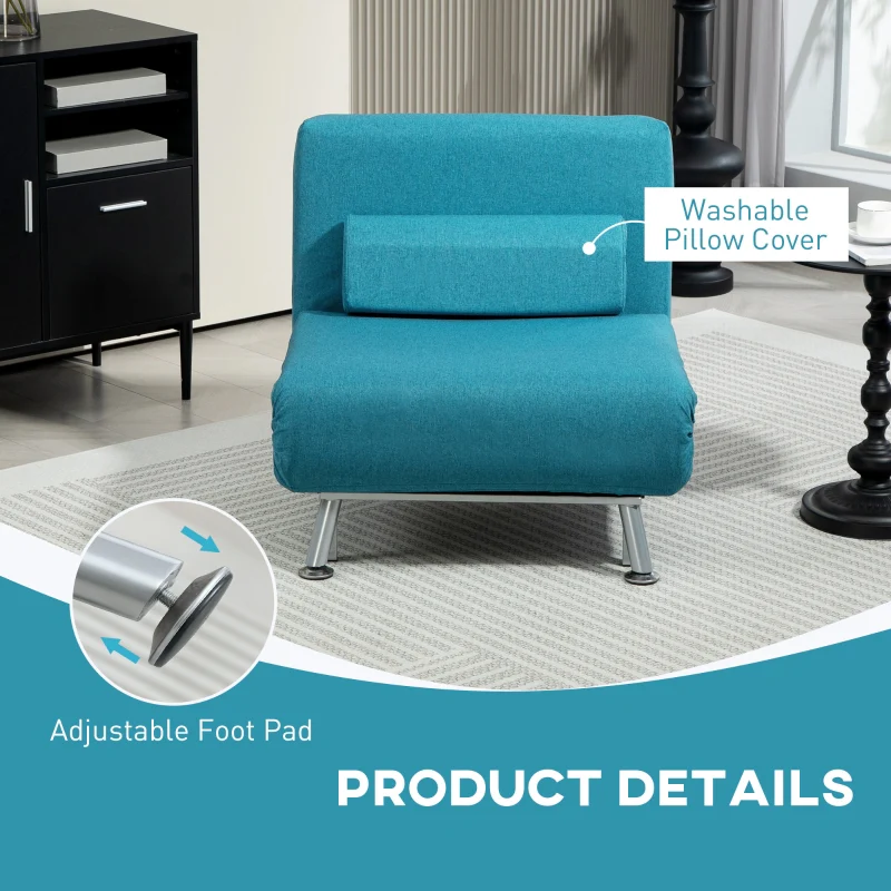 Single Sleeper Chair - Linen-Feel, Dark Blue - Image 6