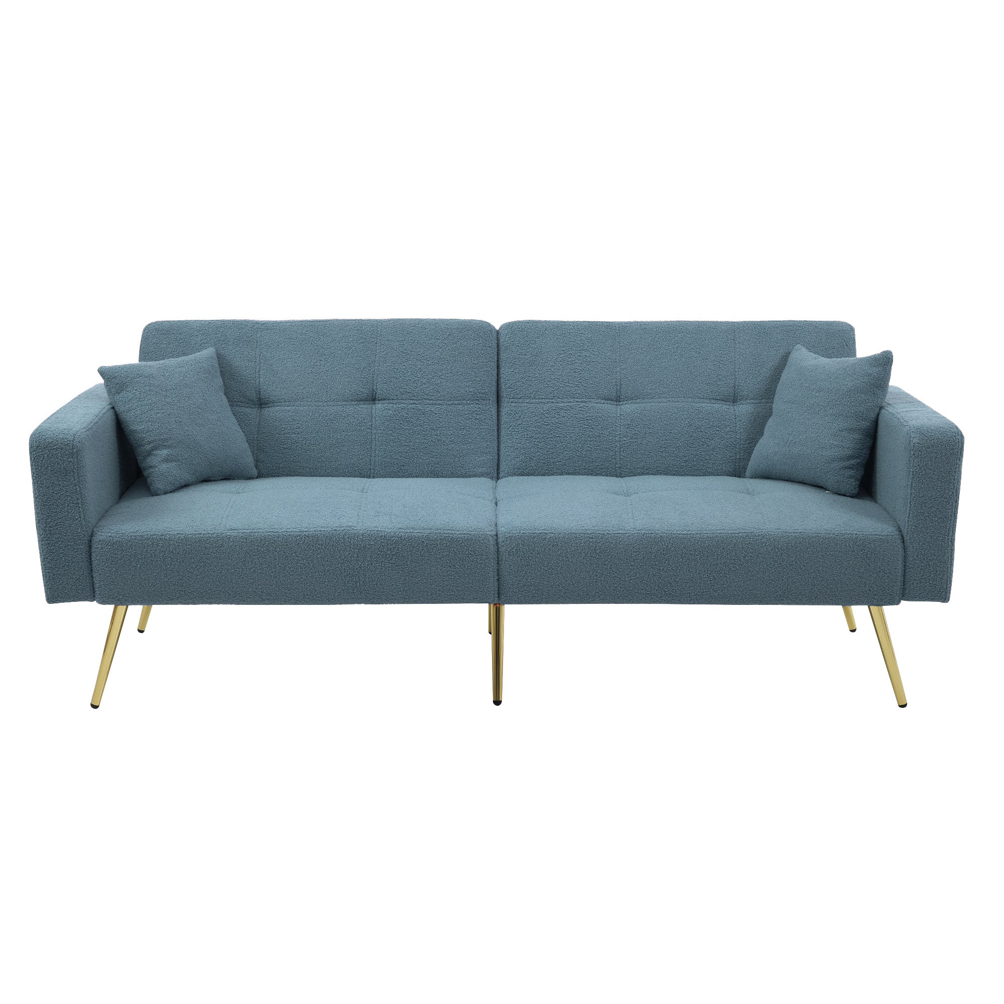 Sleeper Sofa with Adjustable Angle and Side Pockets, Smog Blue Sherpa