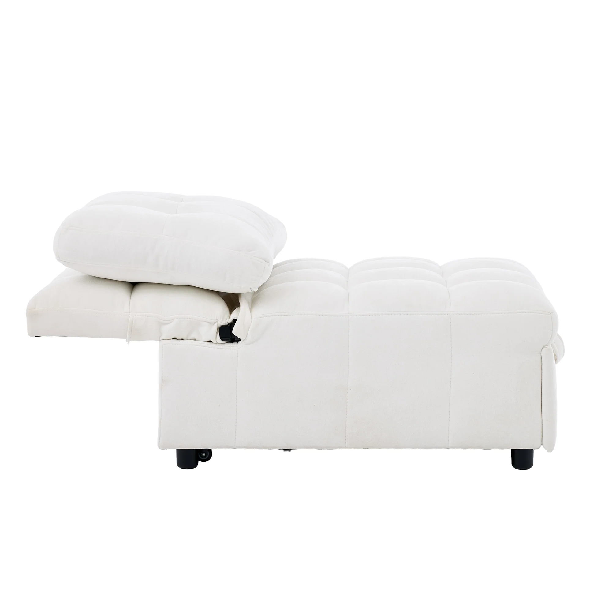 Sleeper Sofa with Adjustable Backrest and Foldable Pull-Out Design, White - Image 9