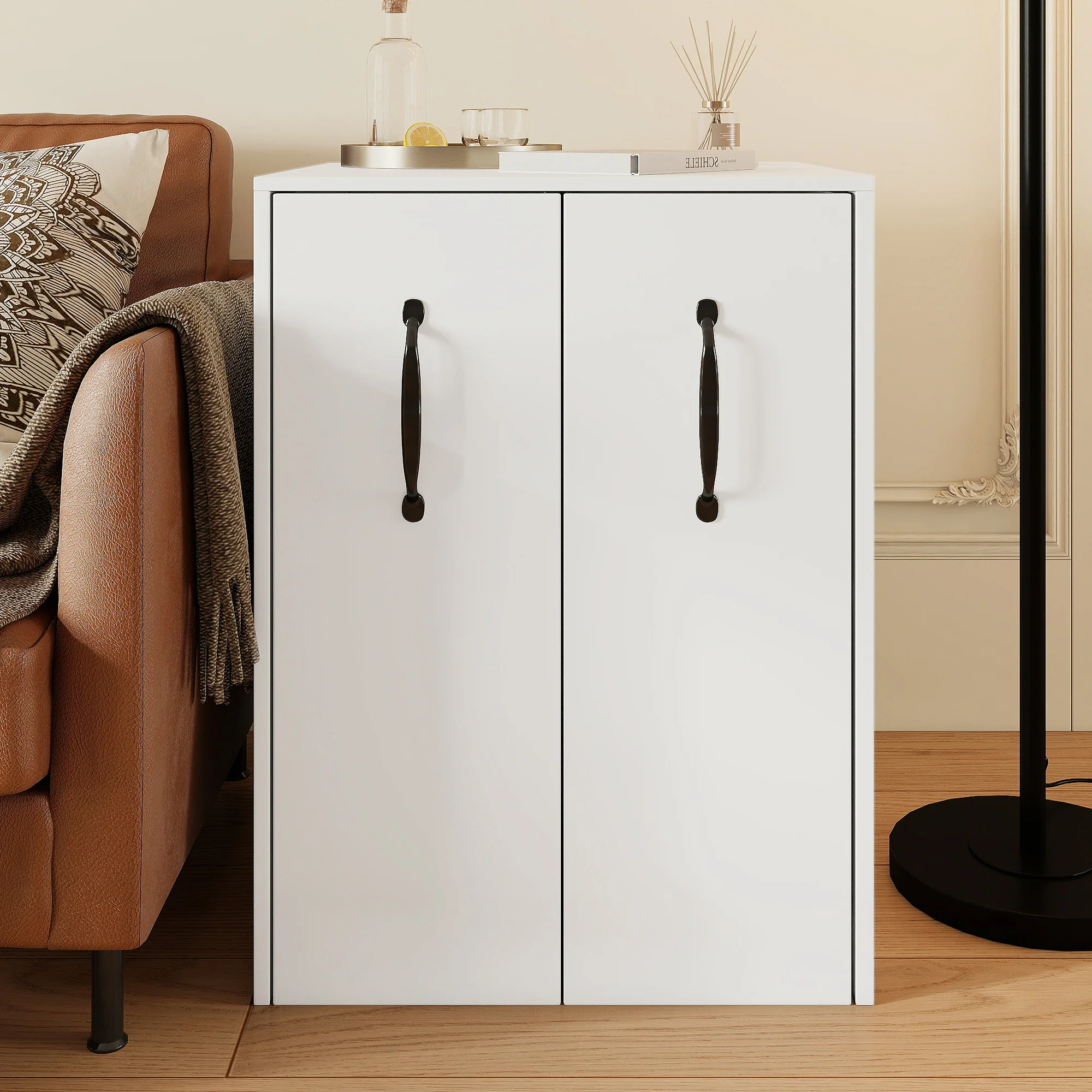 Small Bookcase with Wheels Extendable Reversible Shelves & Drawers - Image 3