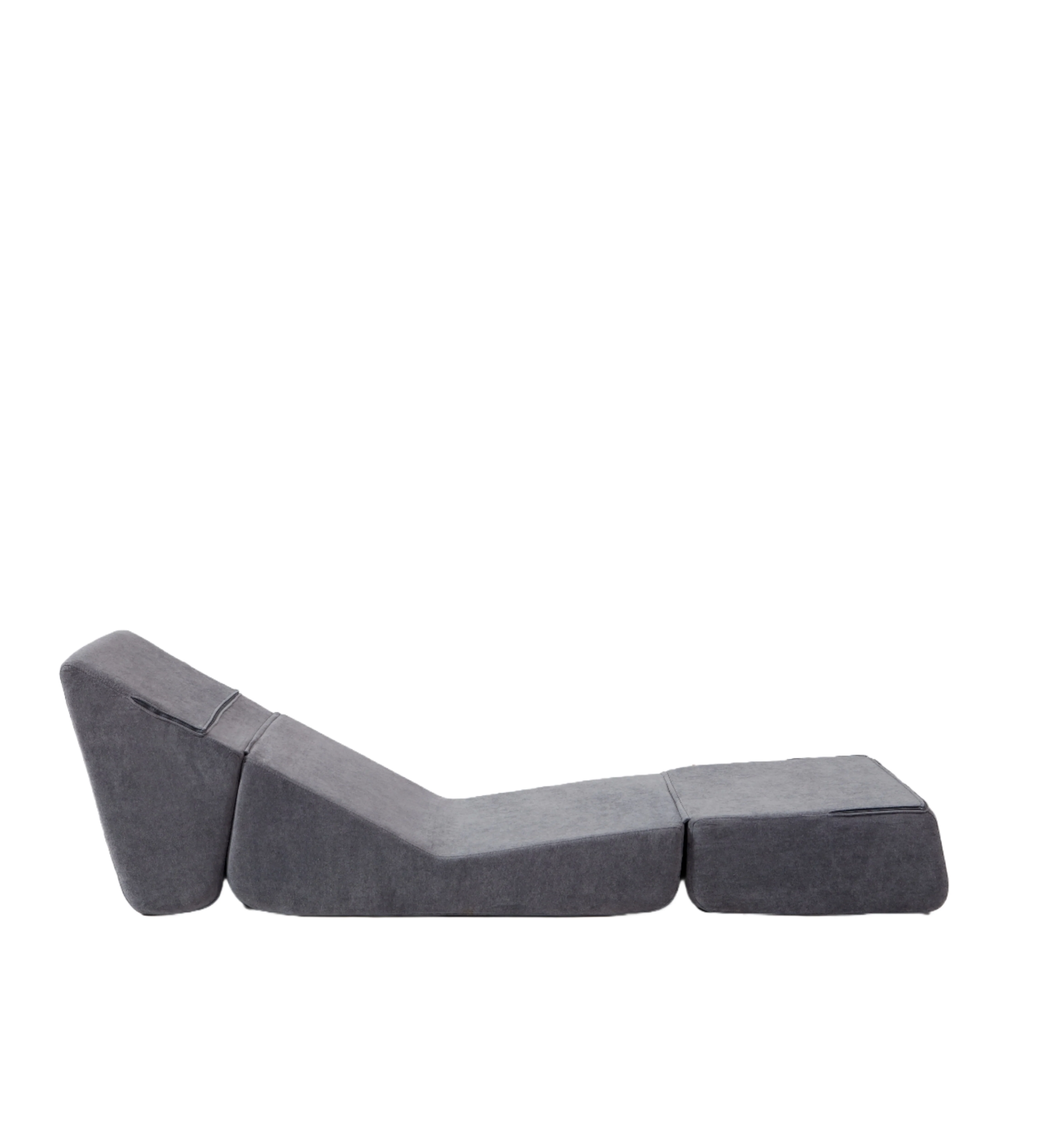 Small Sofa Bed, Foldable Chaise Lounge Foam Floor Sofa, Grey - Image 4