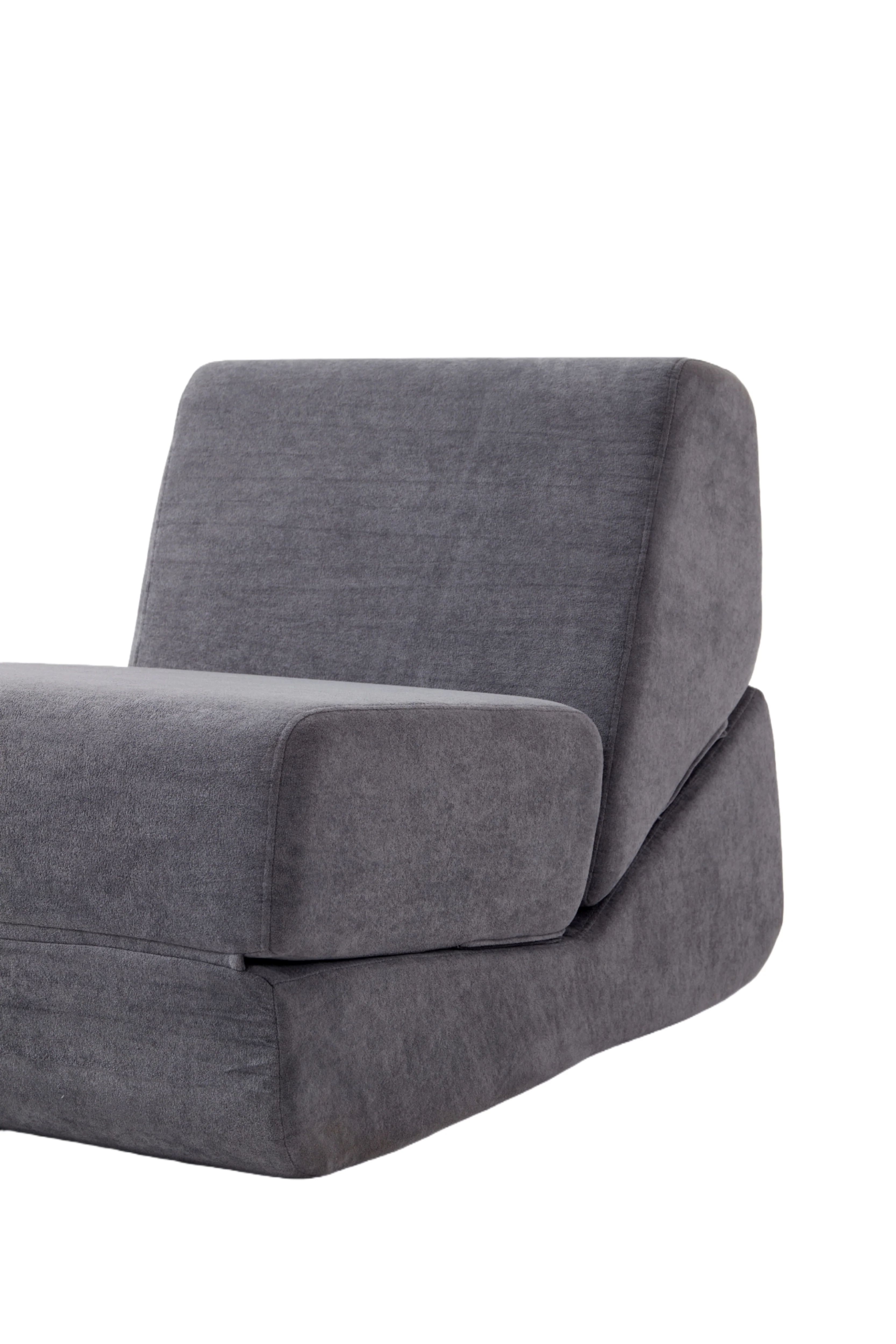 Small Sofa Bed, Foldable Chaise Lounge Foam Floor Sofa, Grey - Image 5