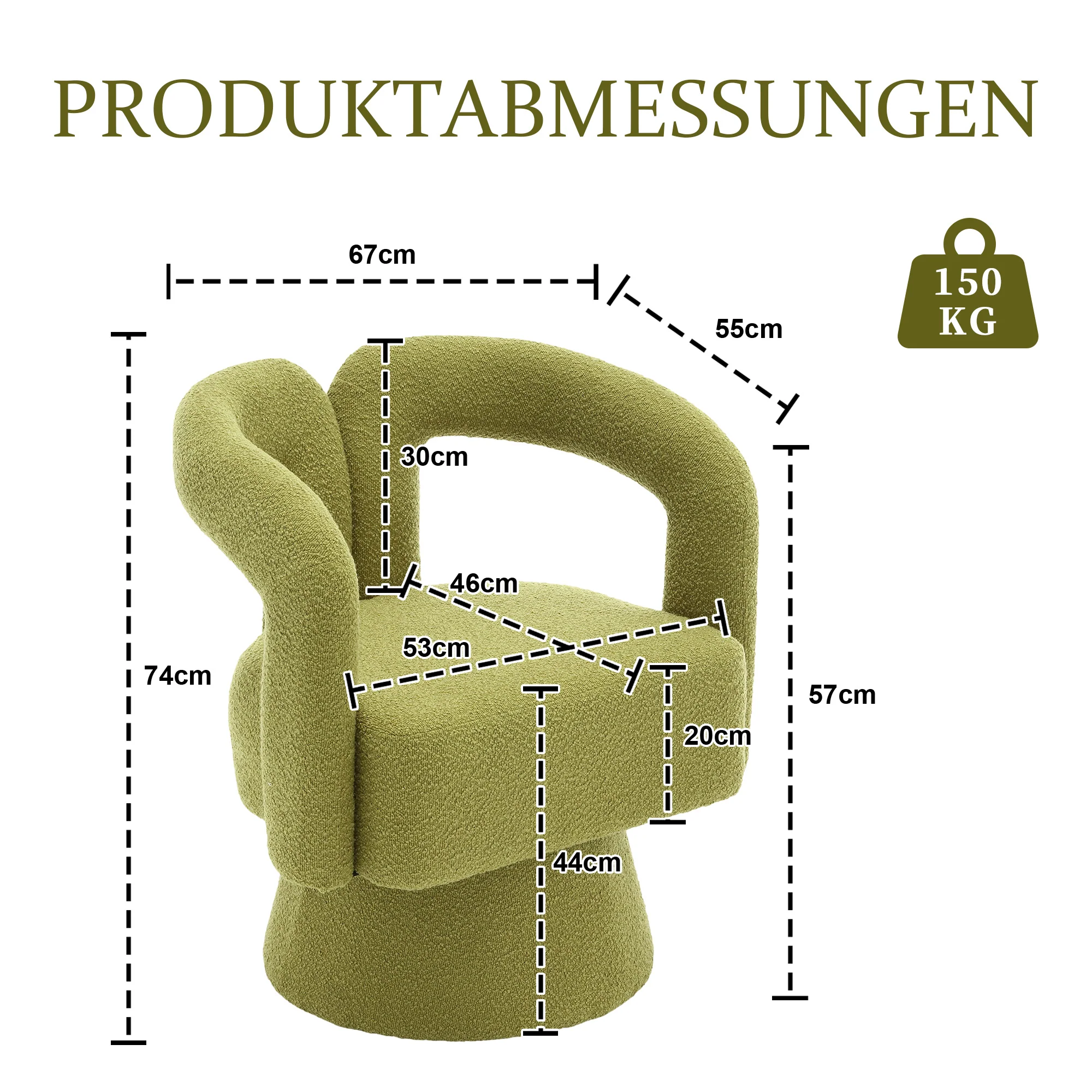 Snuggle Barrel Accent Chair, 360 Degree Rotating Round Armchair with Wide Cushions, Fluffy Fabric, Olive - Image 2