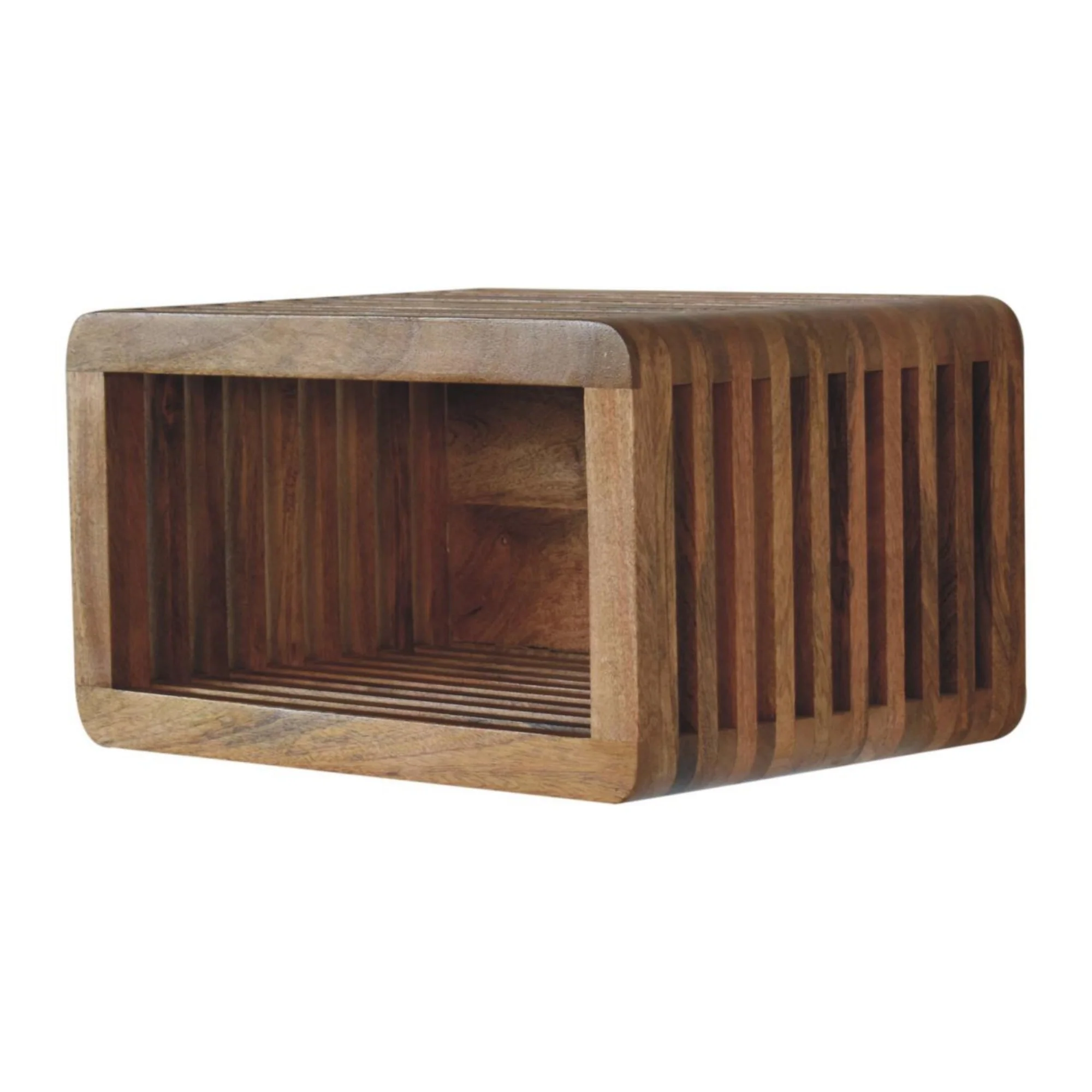 Soba Wall Mounted Bedside Open Slot Solid Wood Dark Brown - Image 8