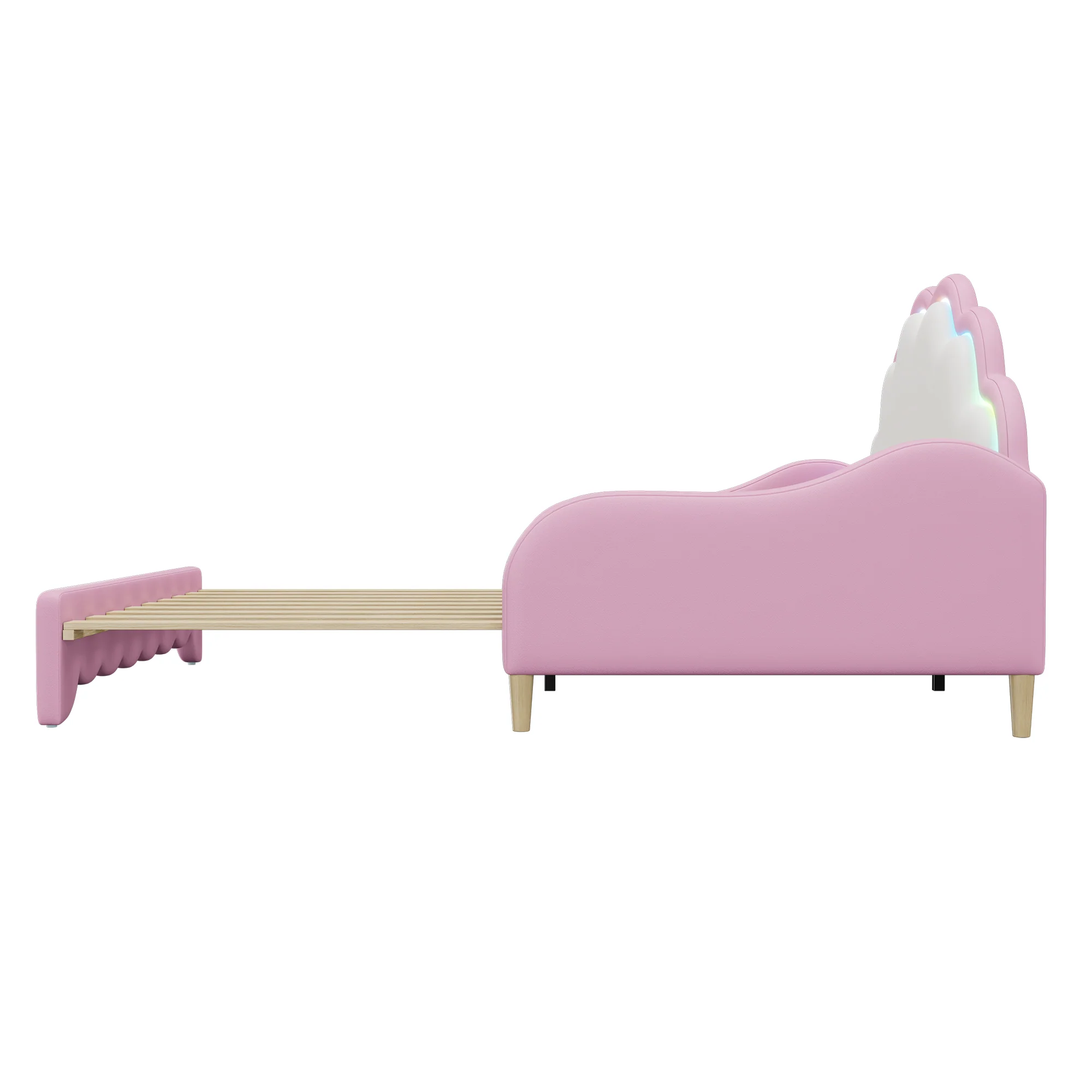Sofa Bed 140x200cm Convertible Chasing Light Headboard - Pink - Image 10