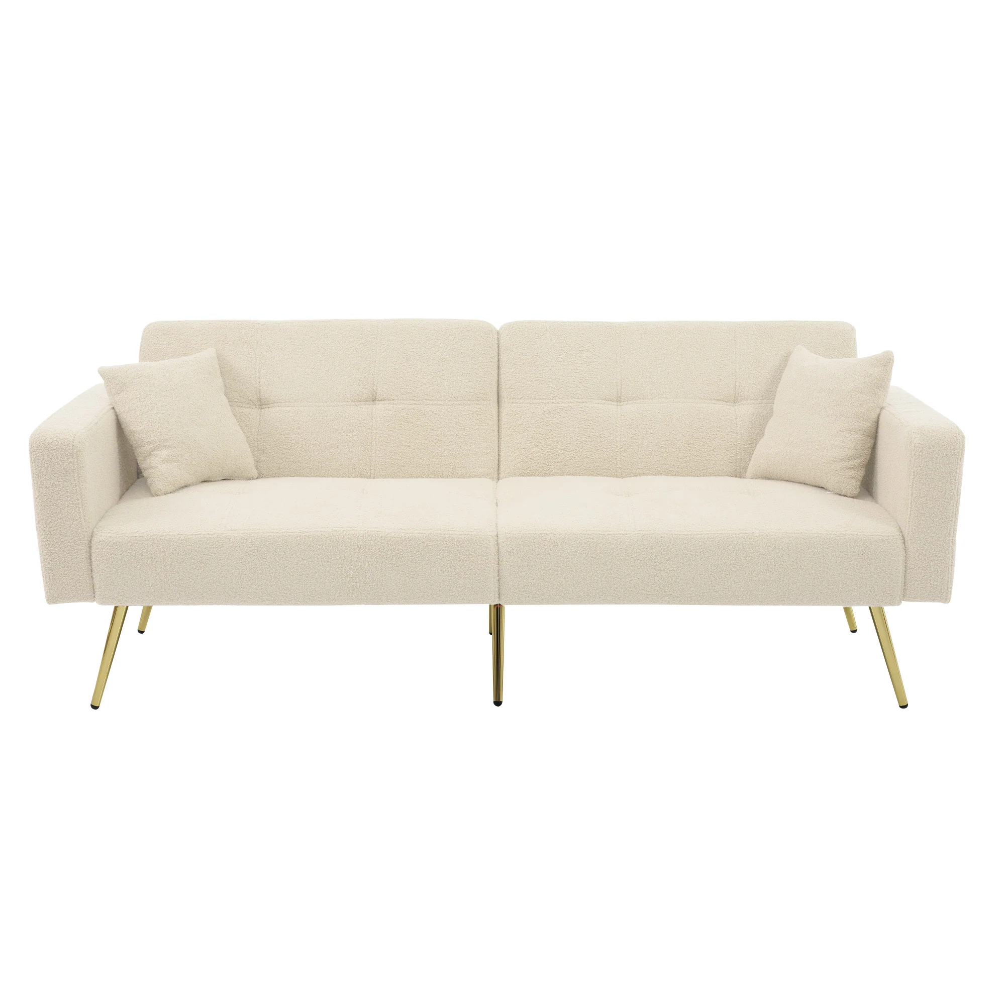 Sofa Bed Adjustable Angle Gold Legs with Cushions & Storage Pockets - Image 2