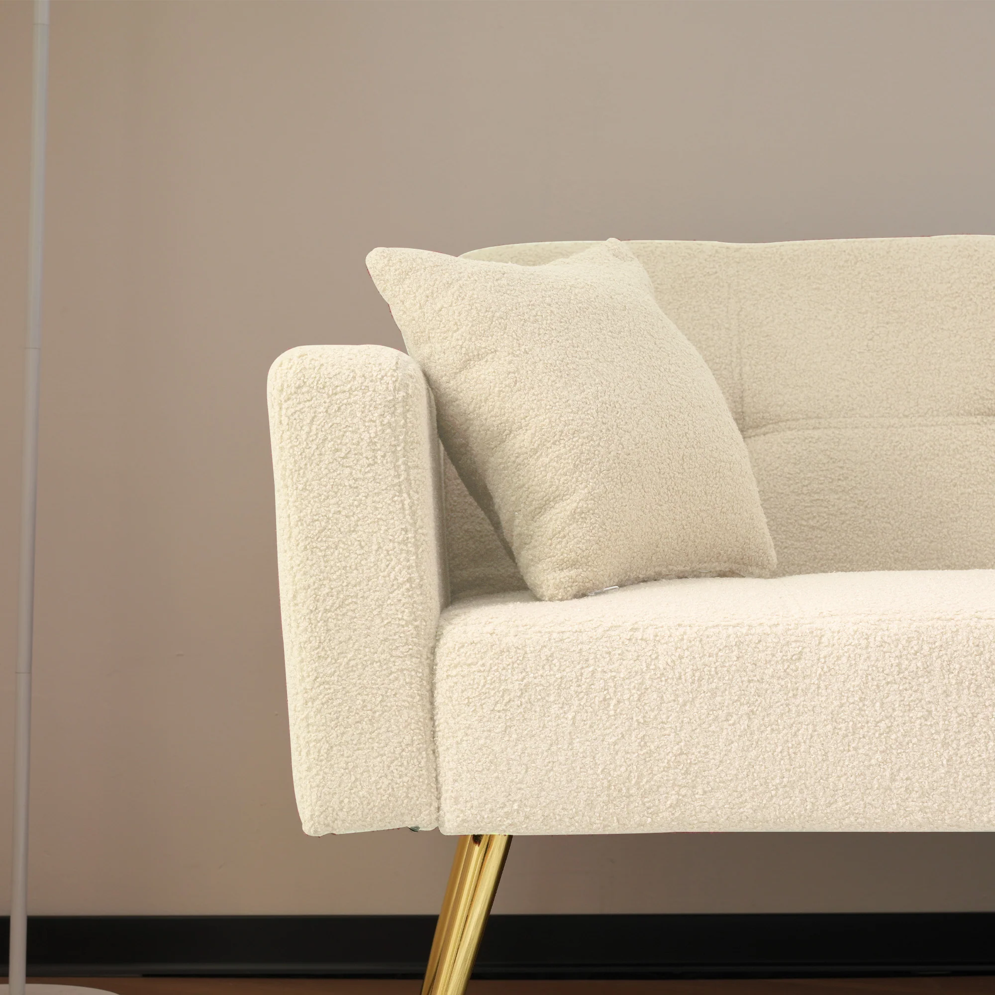 Sofa Bed Adjustable Angle Gold Legs with Cushions & Storage Pockets - Image 9