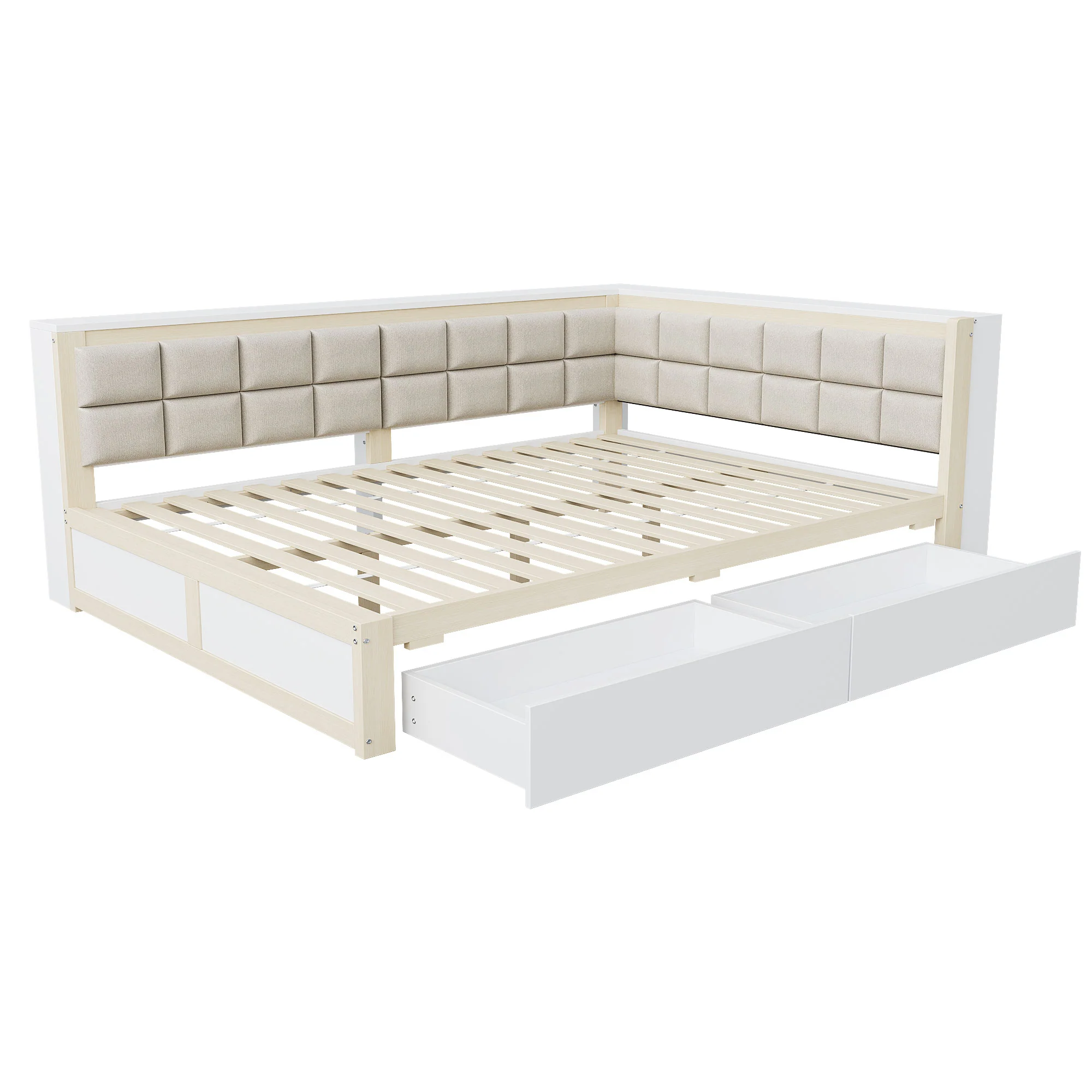 Sofa Wooden Bed, 140x200 Multifunctional with Storage Drawer, Pine Wood - Image 7