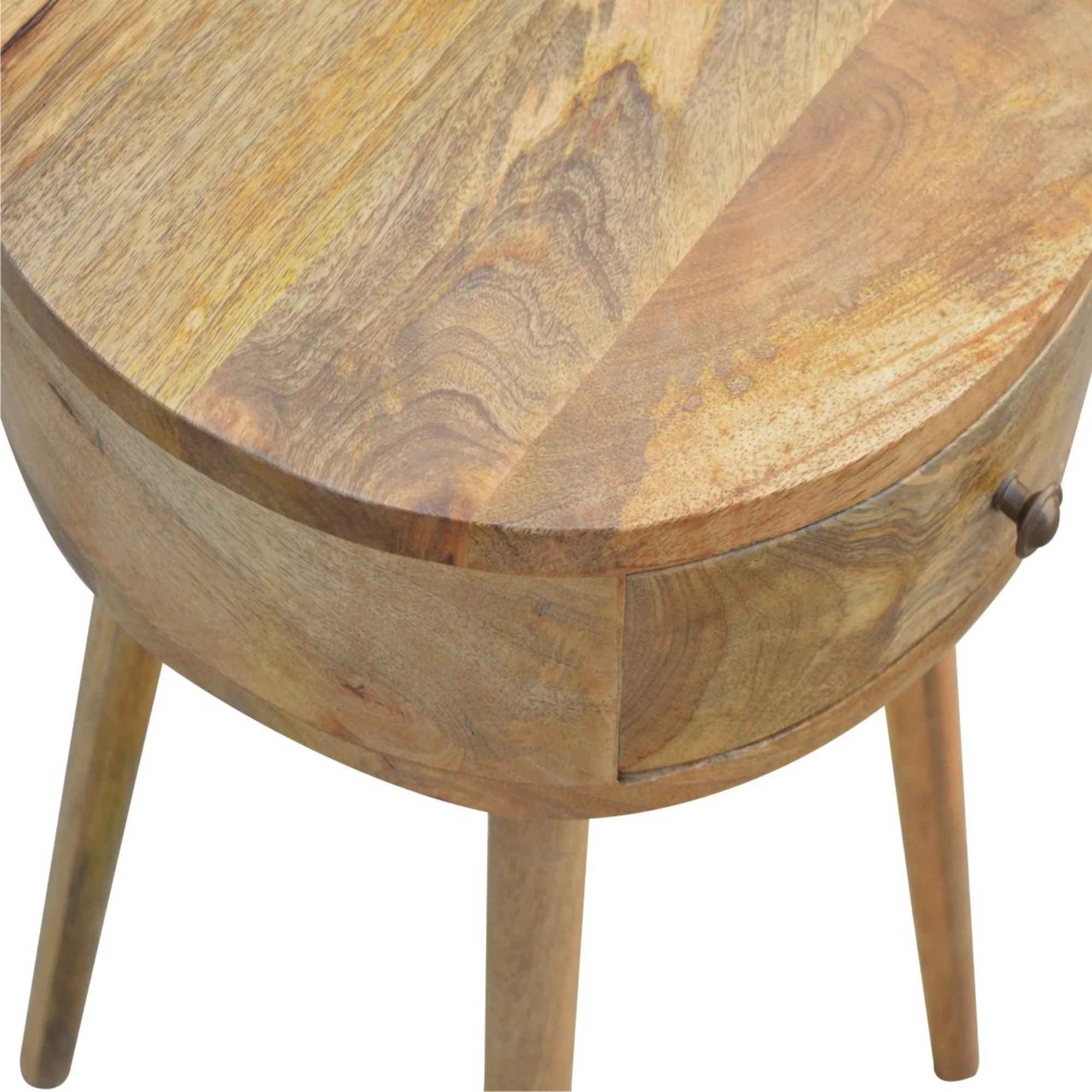 Solid Wood Bedside, Circular Shaped 1 Drawer, Nordic - Image 3