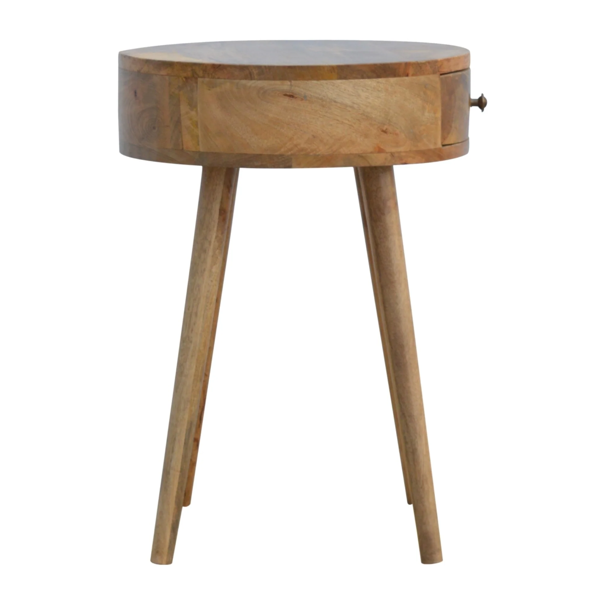 Solid Wood Bedside, Circular Shaped 1 Drawer, Nordic - Image 4