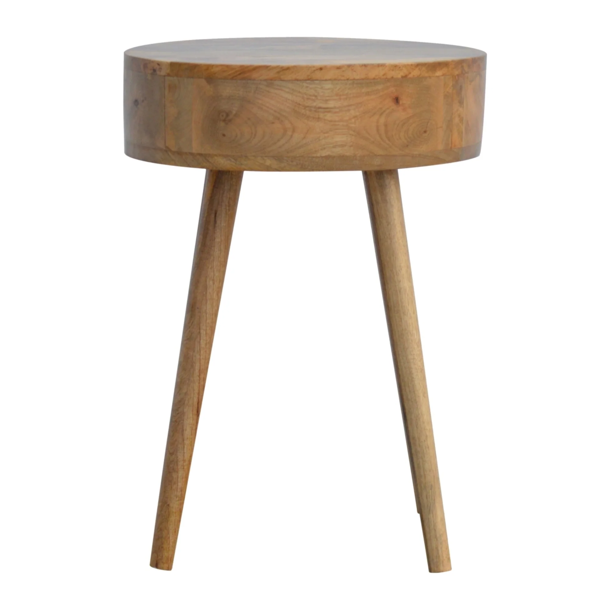 Solid Wood Bedside, Circular Shaped 1 Drawer, Nordic - Image 7