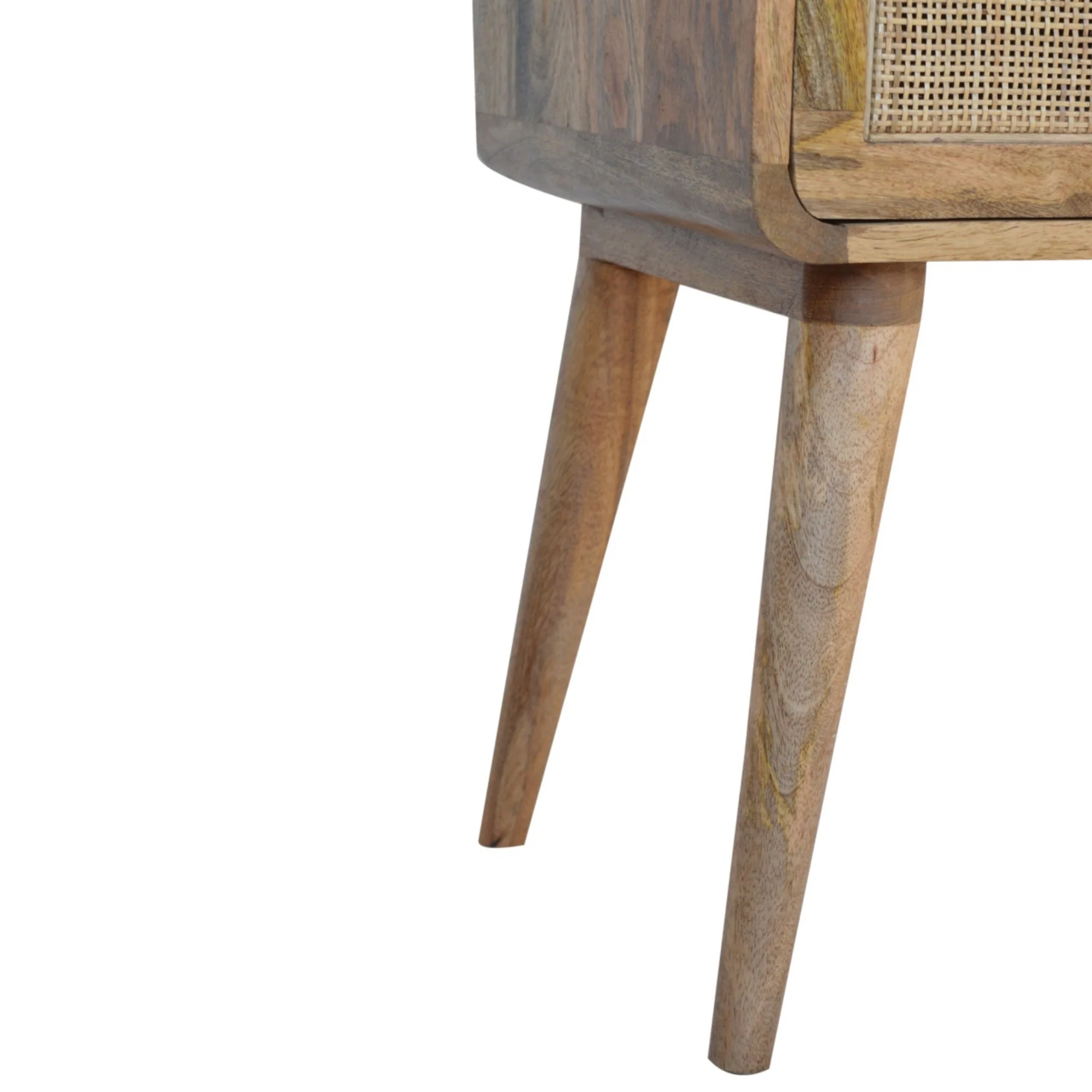 Solid Wood Bedside, Close-Knit Rattan Drawer, Beige - Image 4