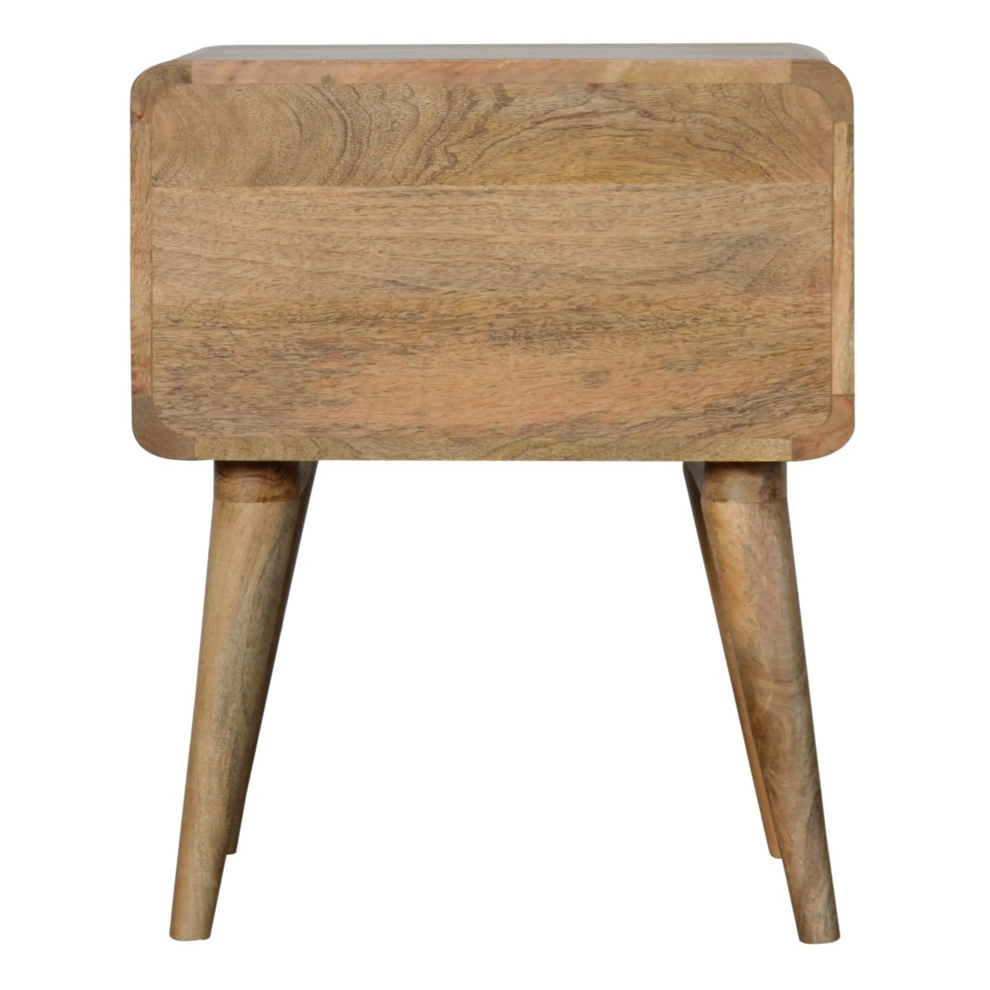 Solid Wood Bedside, Curved 2 Drawers, Beige Oak-ish - Image 6