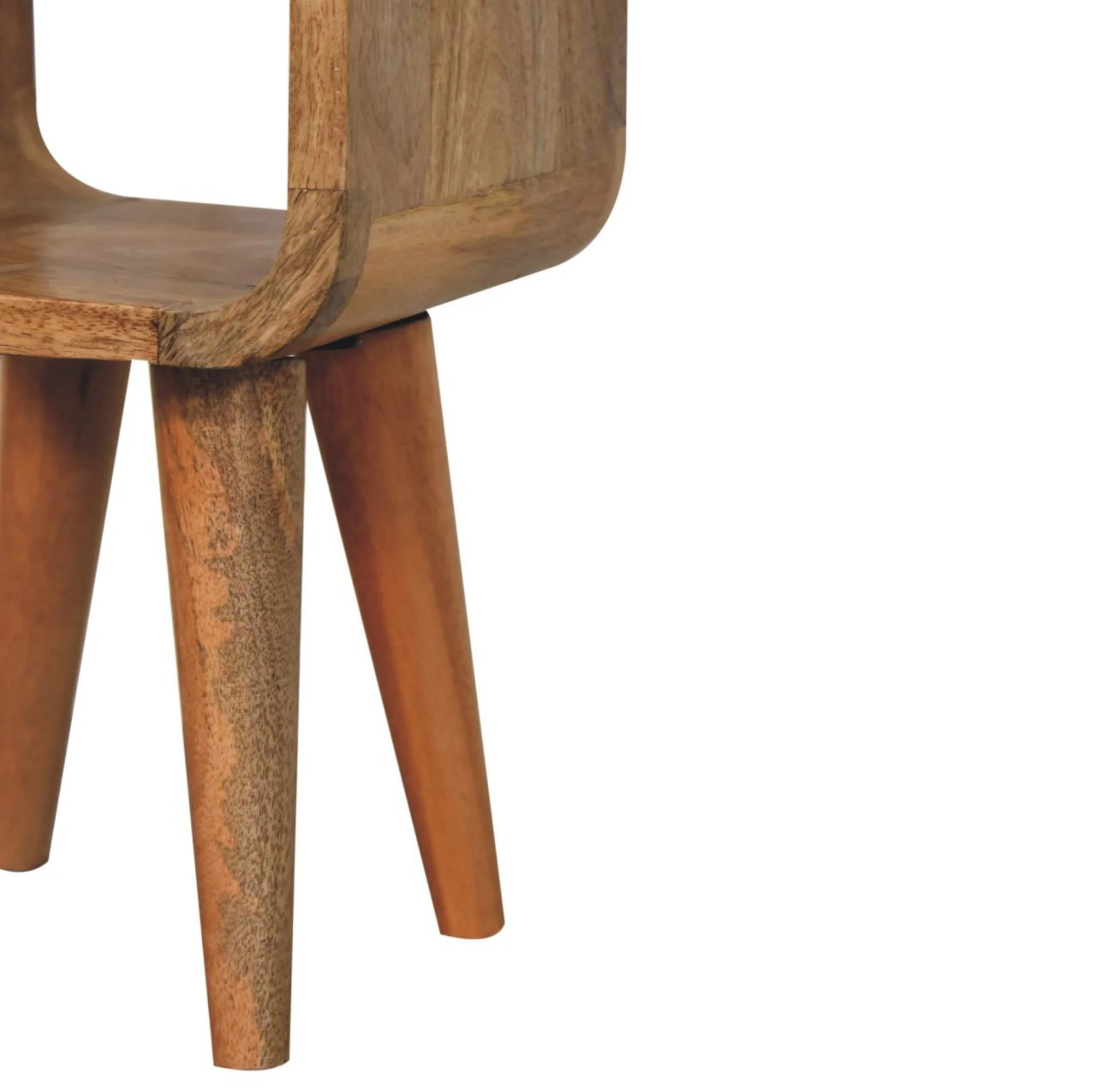 Solid Wood Bedside, Extra Mini Minimalist Open Curved Open Slot, Oak-ish Brown - Image 5