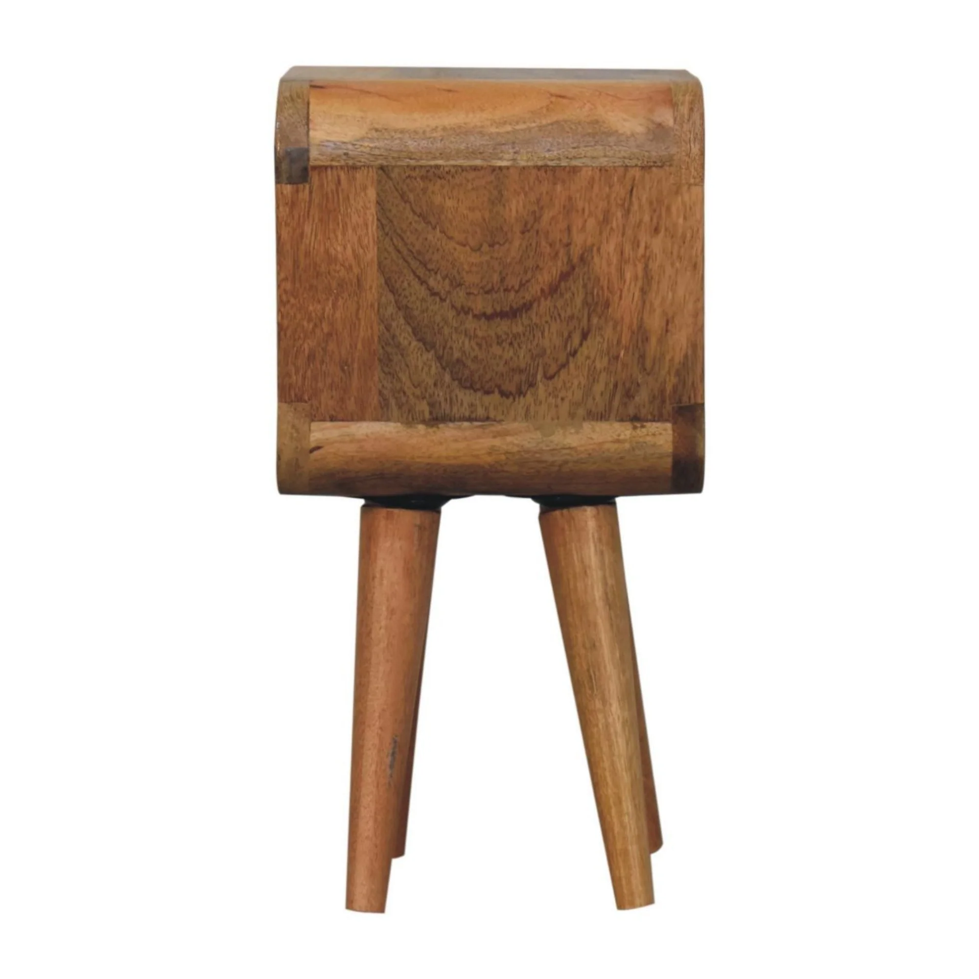 Solid Wood Bedside, Extra Mini Minimalist Open Curved Open Slot, Oak-ish Brown - Image 7