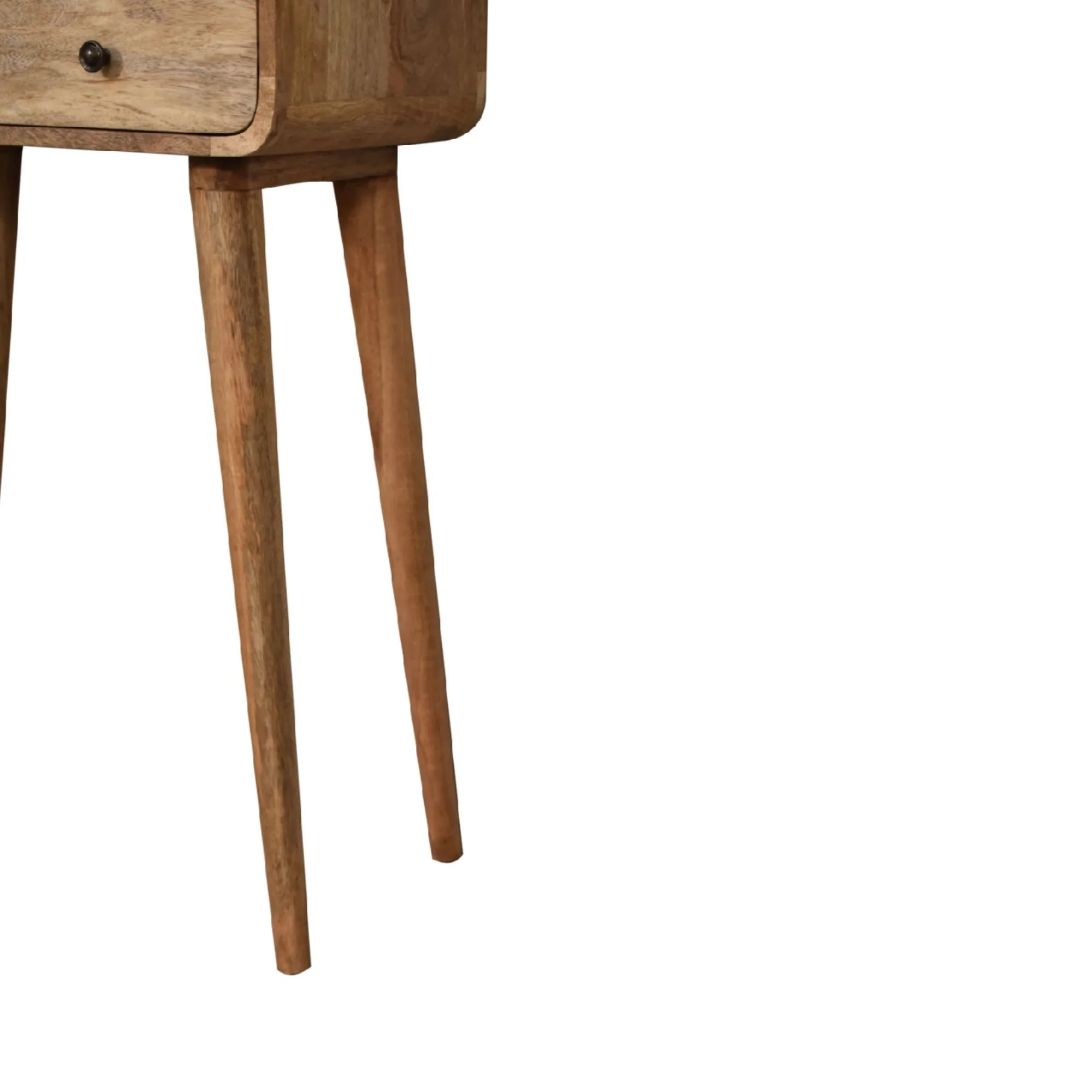 Solid Wood Console Table, Mini Curved 2 Drawers Open Slot, Brown - Image 3